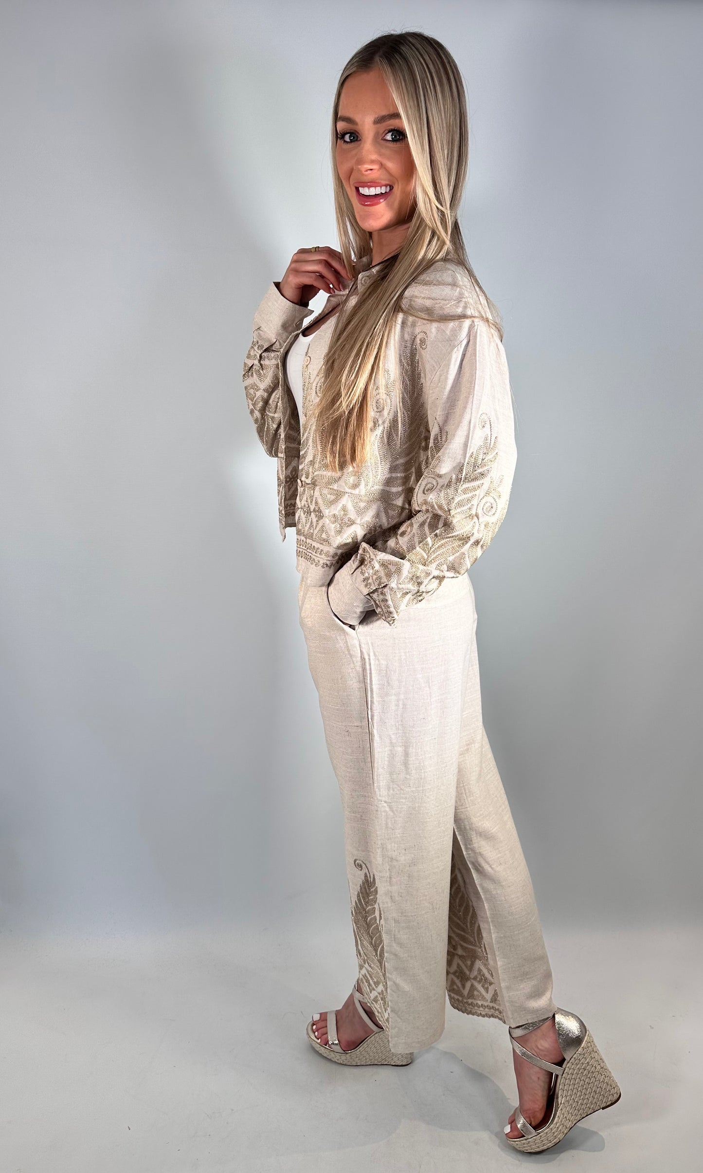 Zara Gold Embroidered co-ord