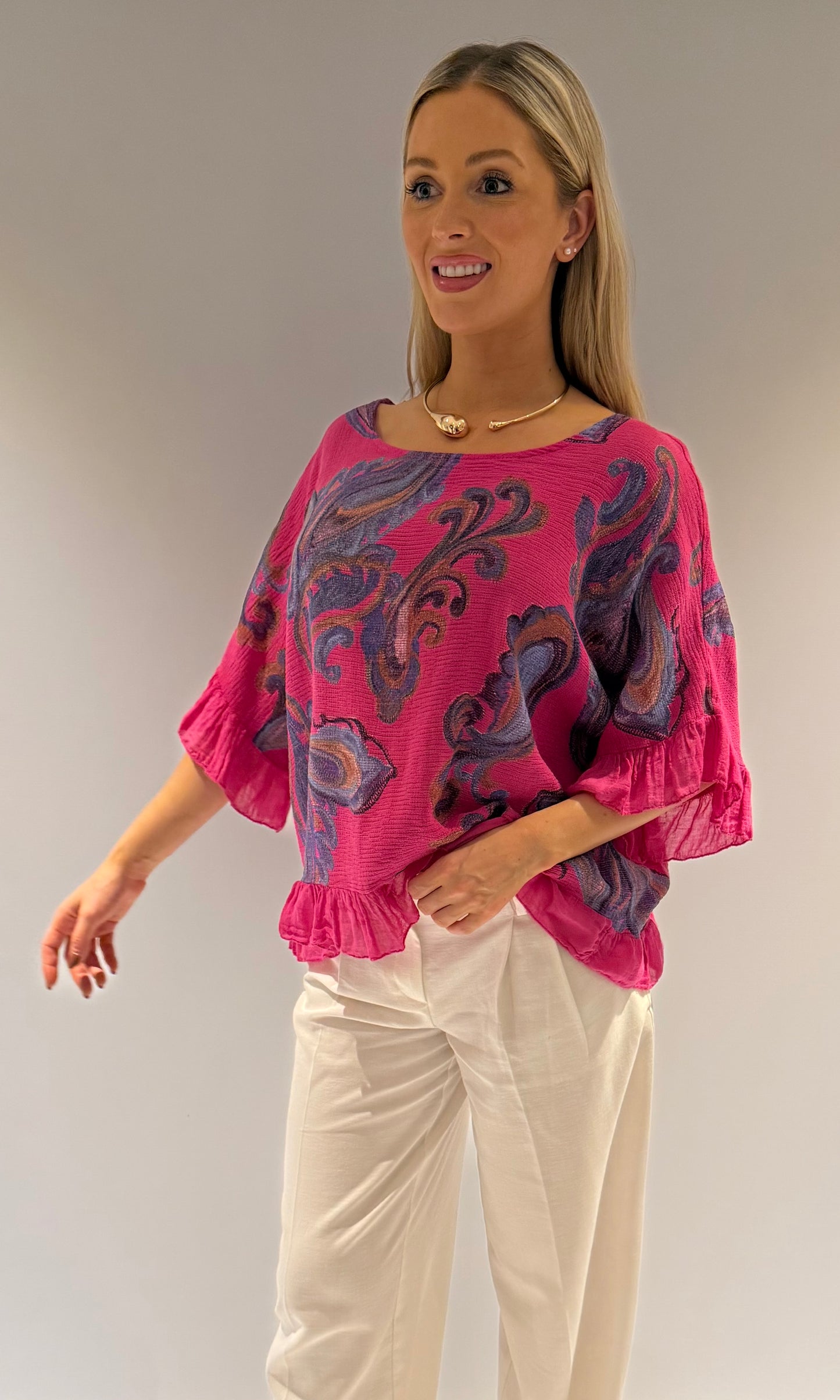 Paisley Print Frill Edge Top