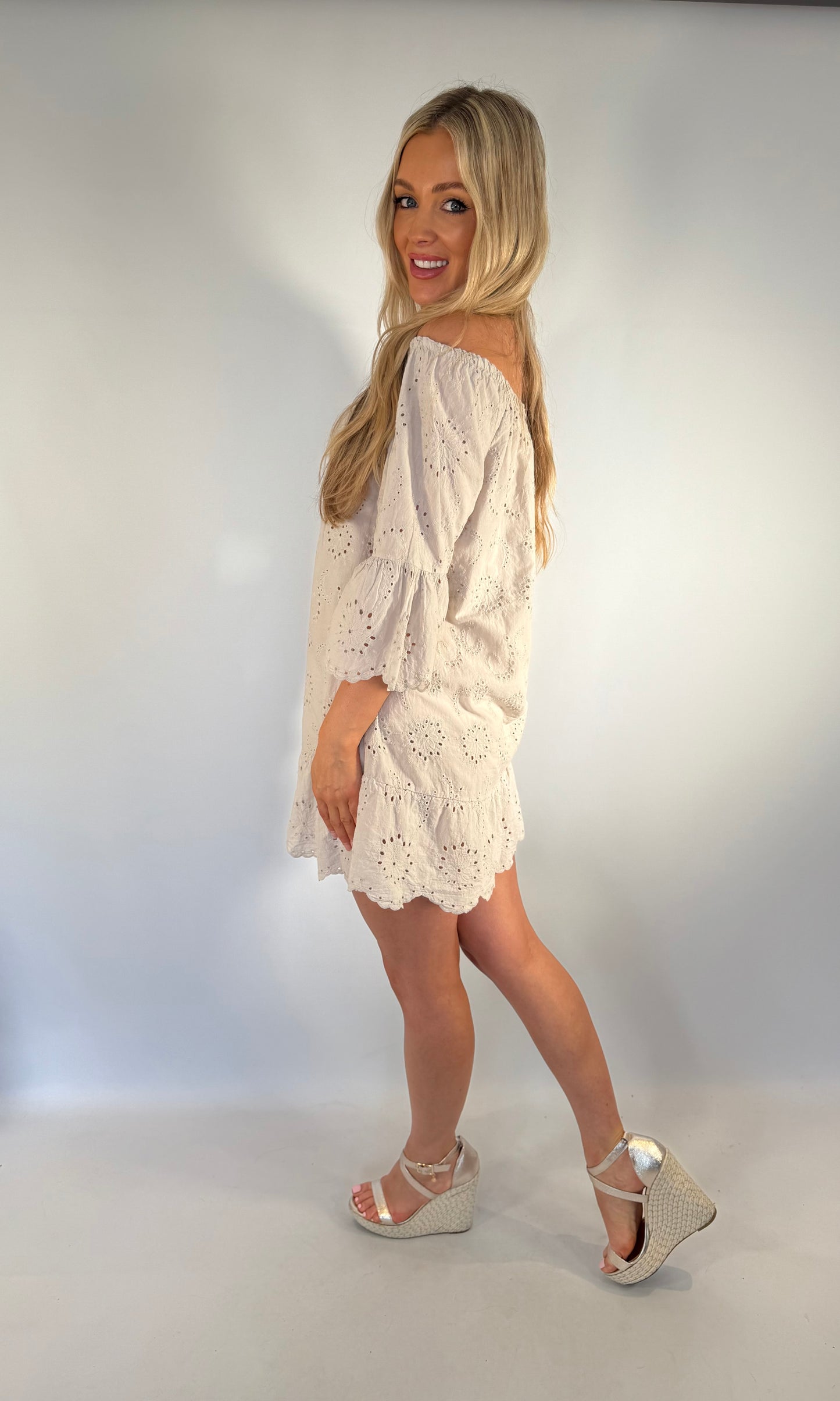 Embroidered Anglaise Bardot Top