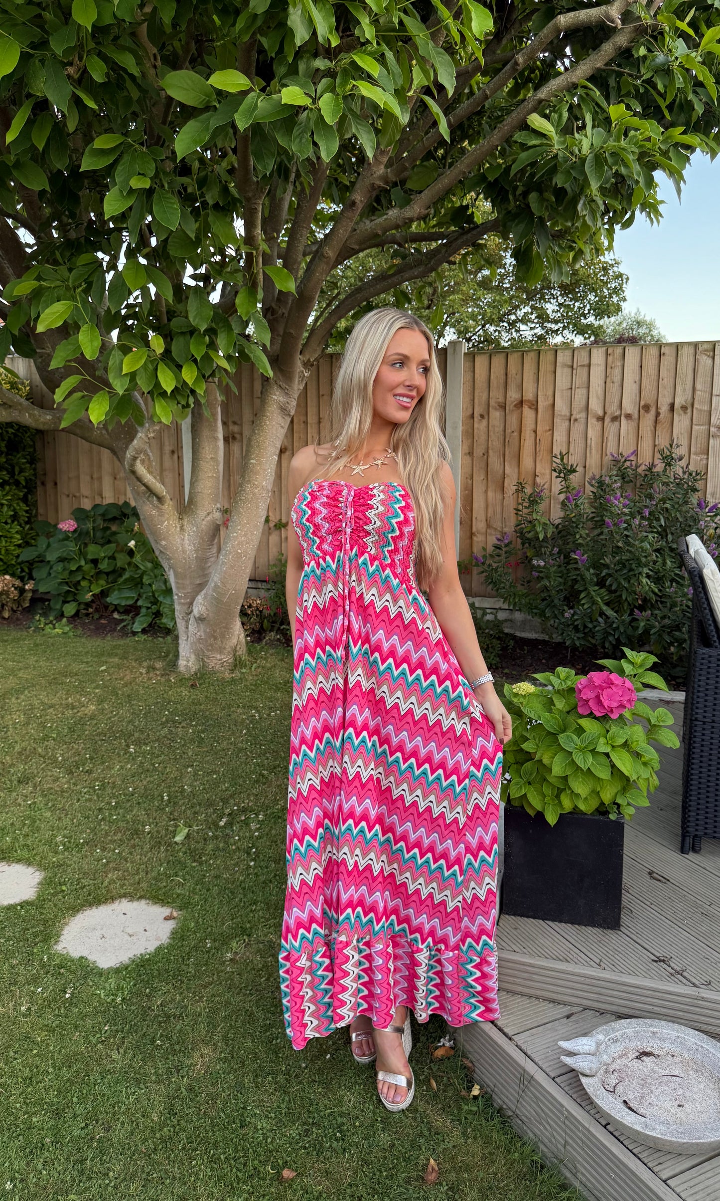 Zig Zag Strapless Dress