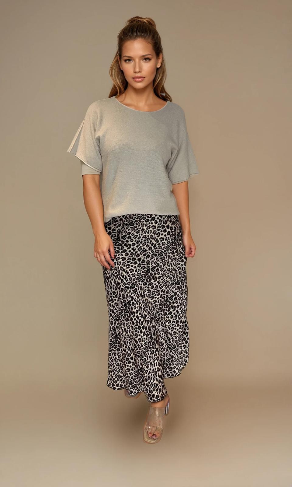 Katie leopard satin skirt