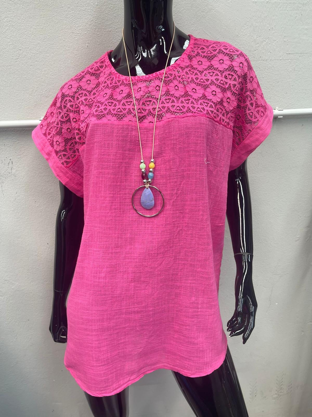 Lace Shoulder Cotton Top