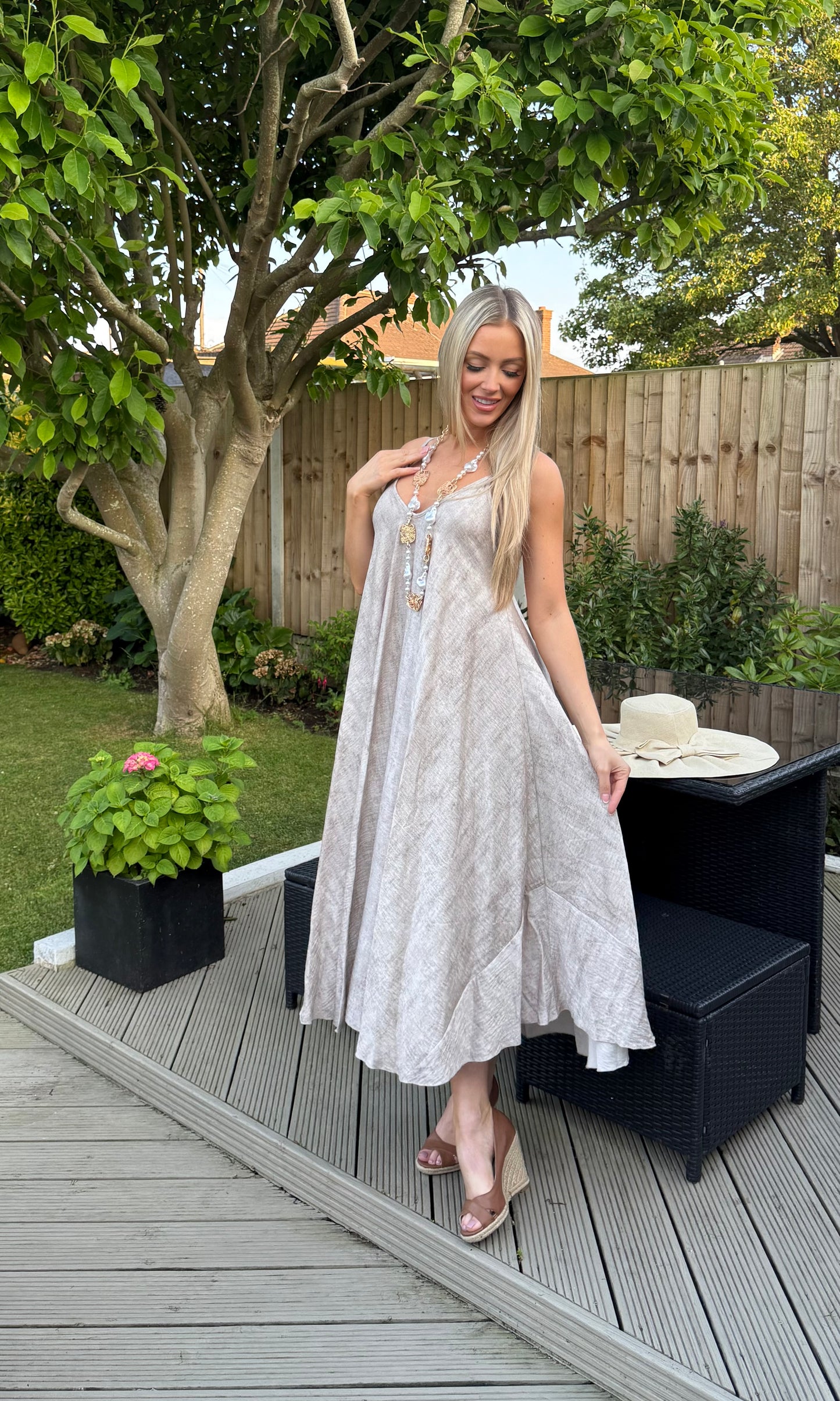 Acid wash maxi dress