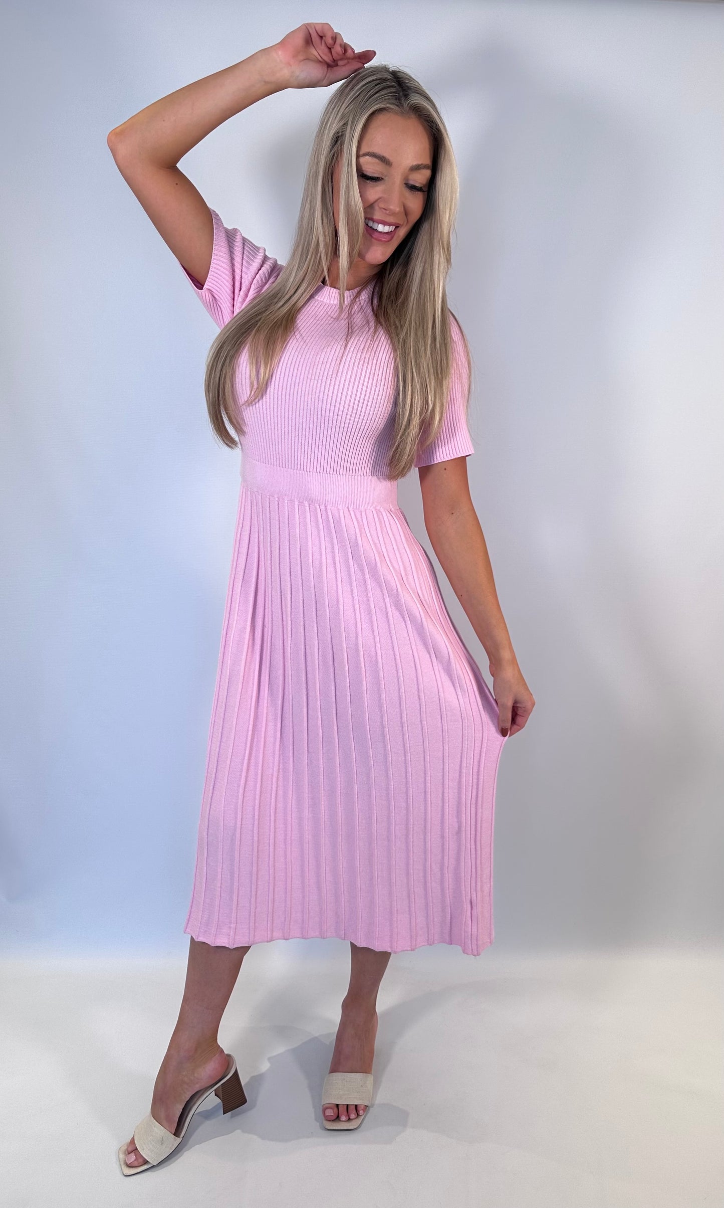 Knitted Pleat Midi Dress