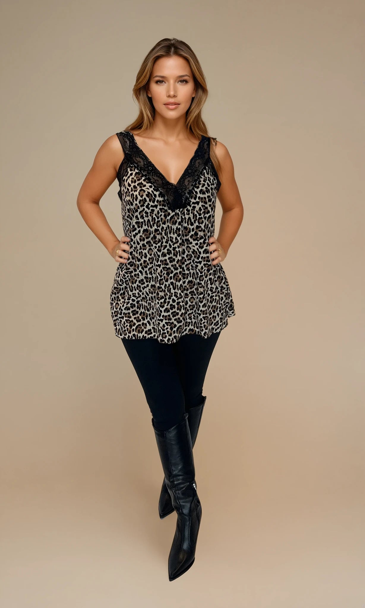 Printed Lace Vest Top