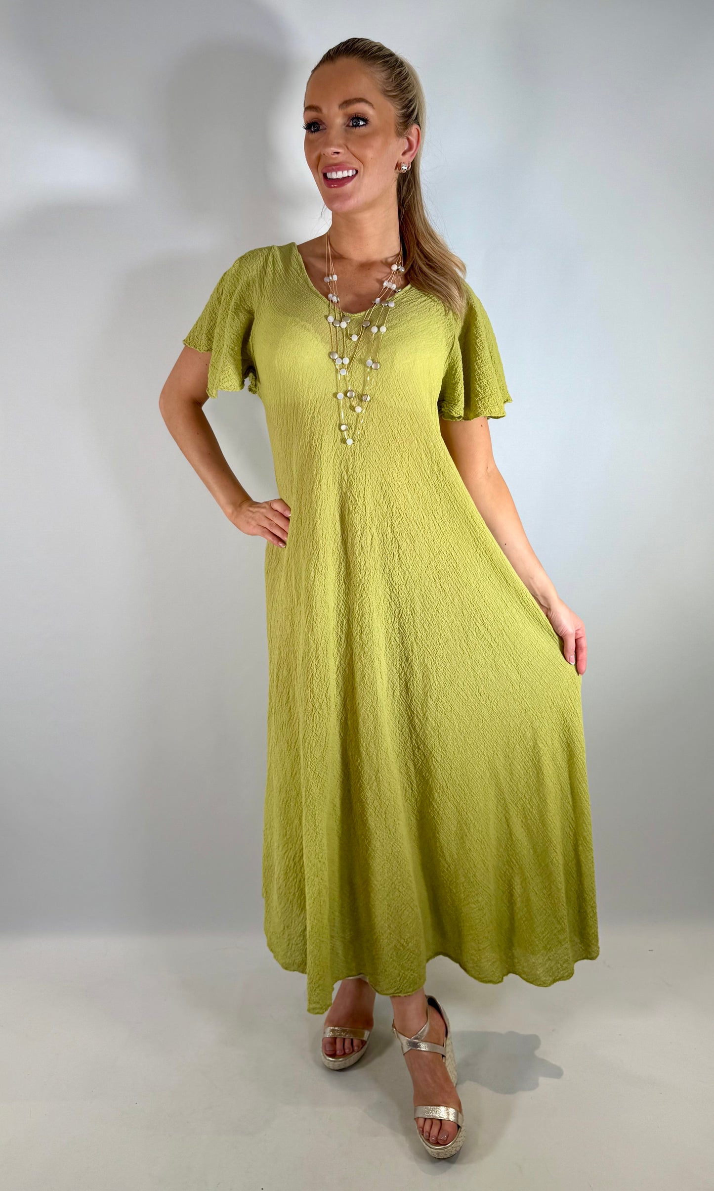Flutter Sleeve Lightweight Crinkle Maxi