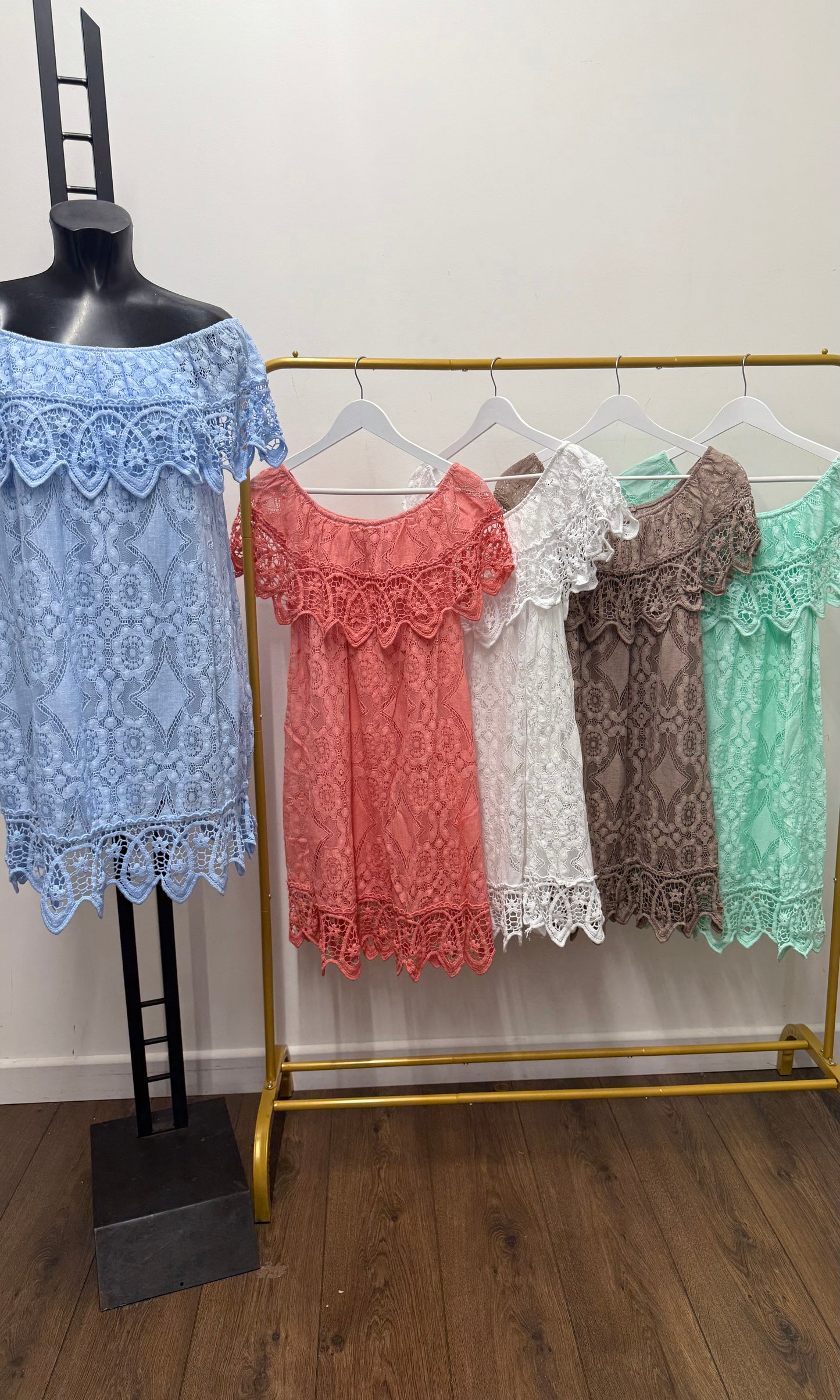 Saskia lace bardot Dress