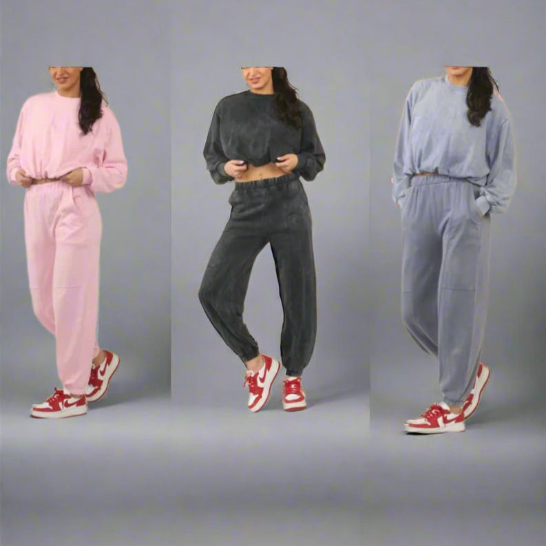 Acid Wash With Bubble Hem Lounge suit (10067)