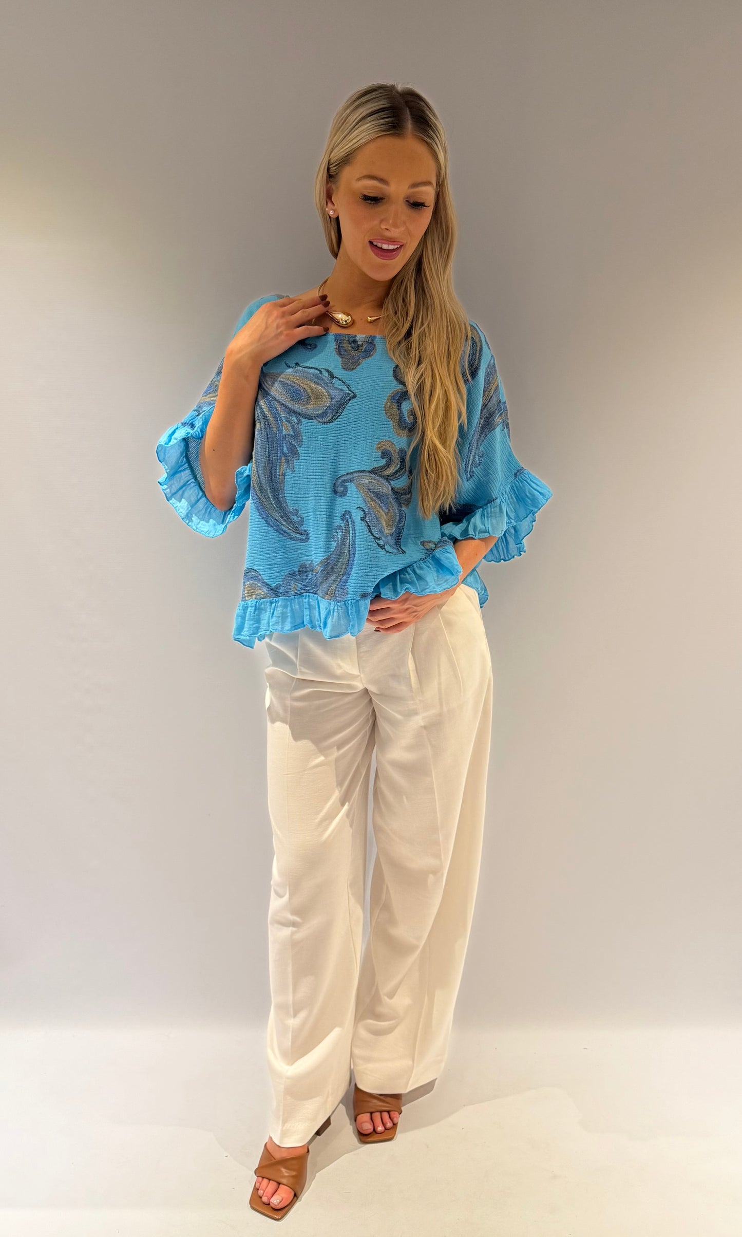 Paisley Print Frill Edge Top