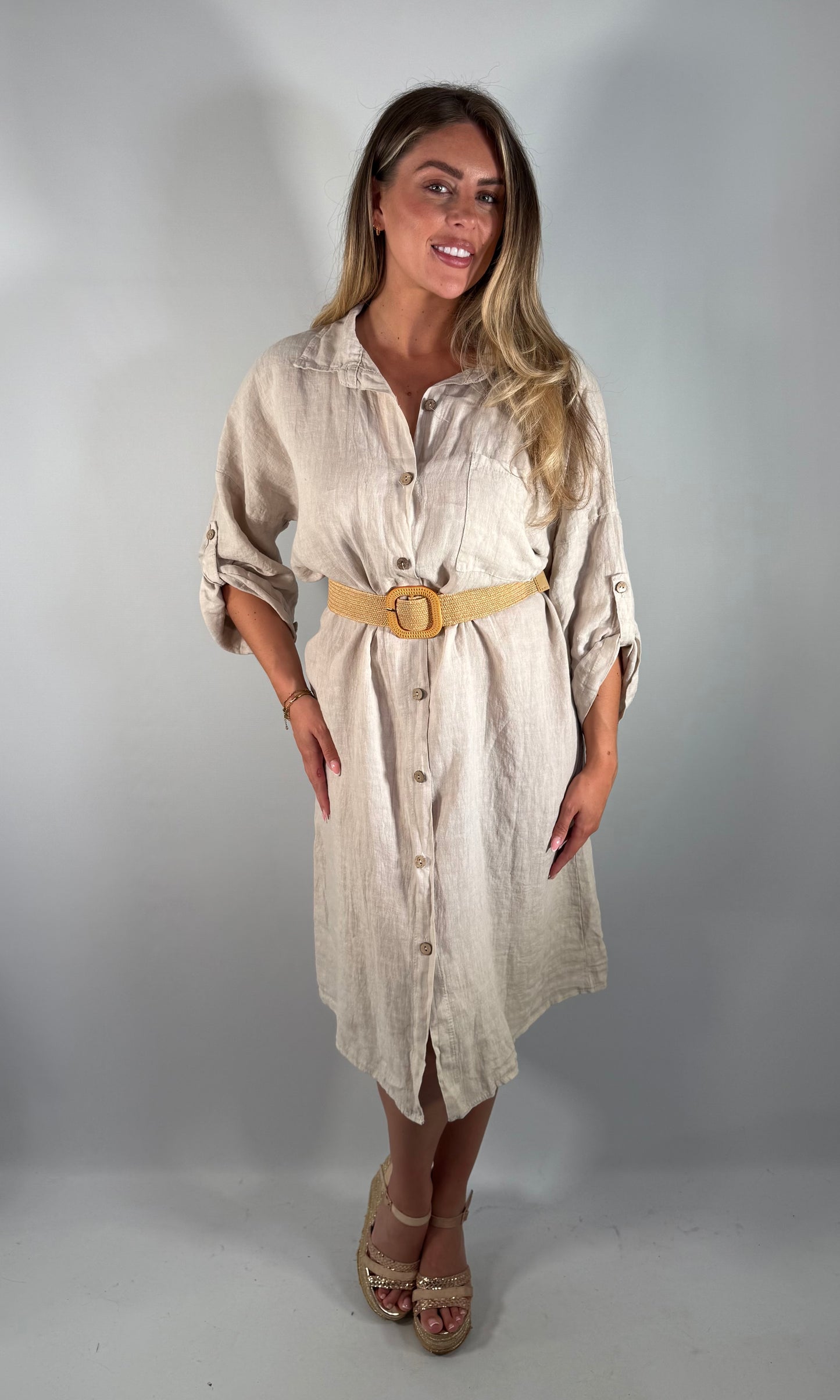 Sophia Linen Shirt Dress