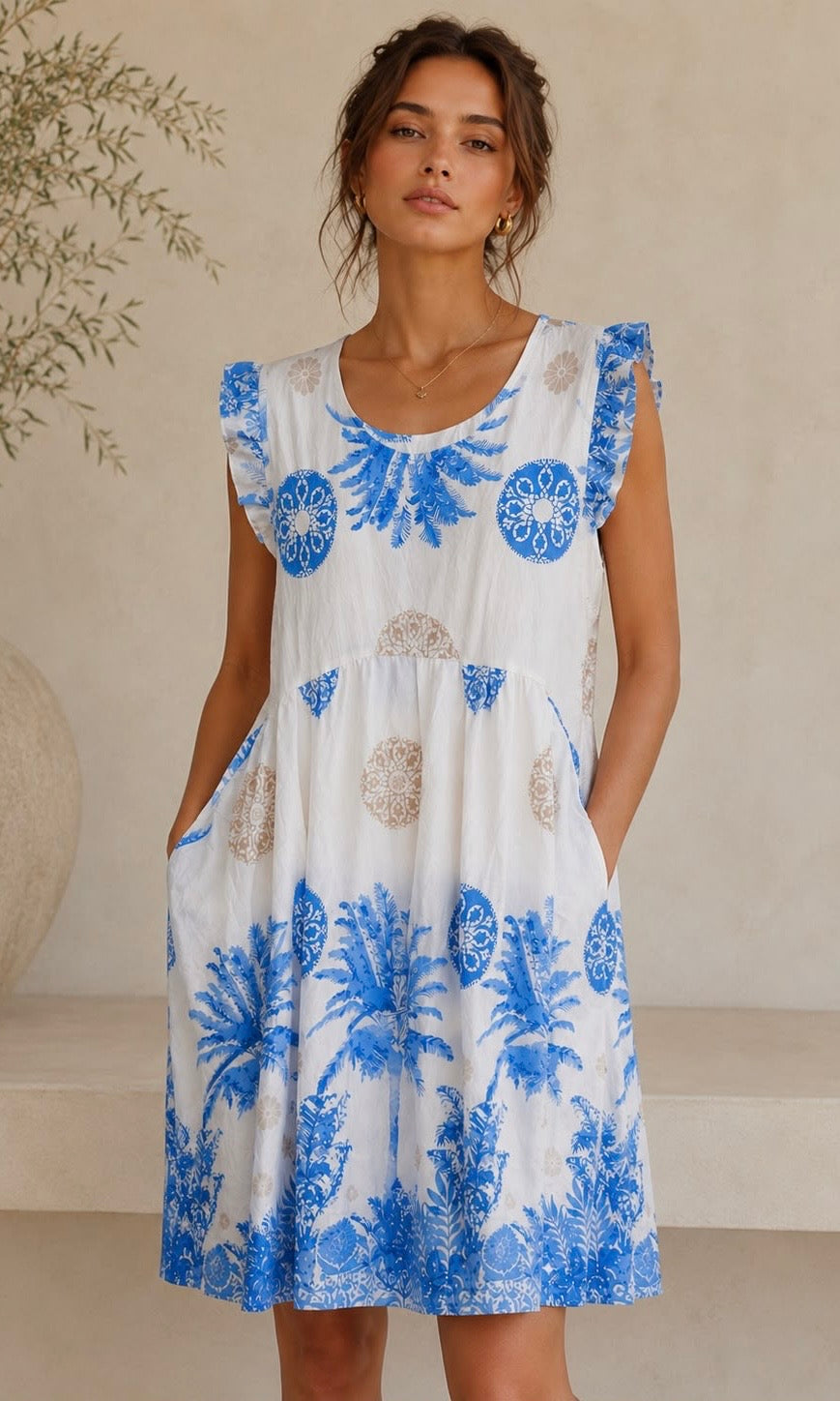 Amy Palm Pocket Dress