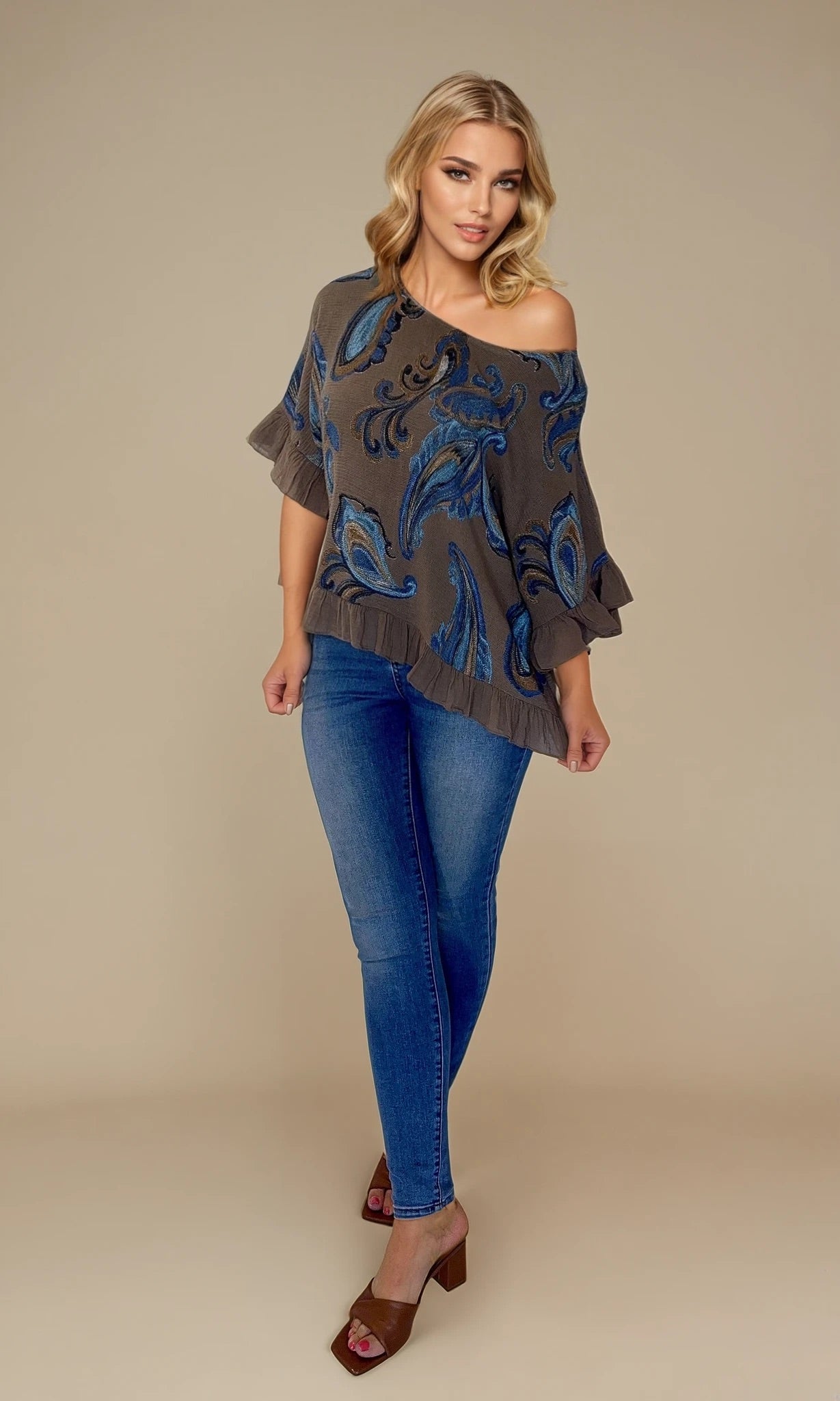 Paisley Print Frill Edge Top