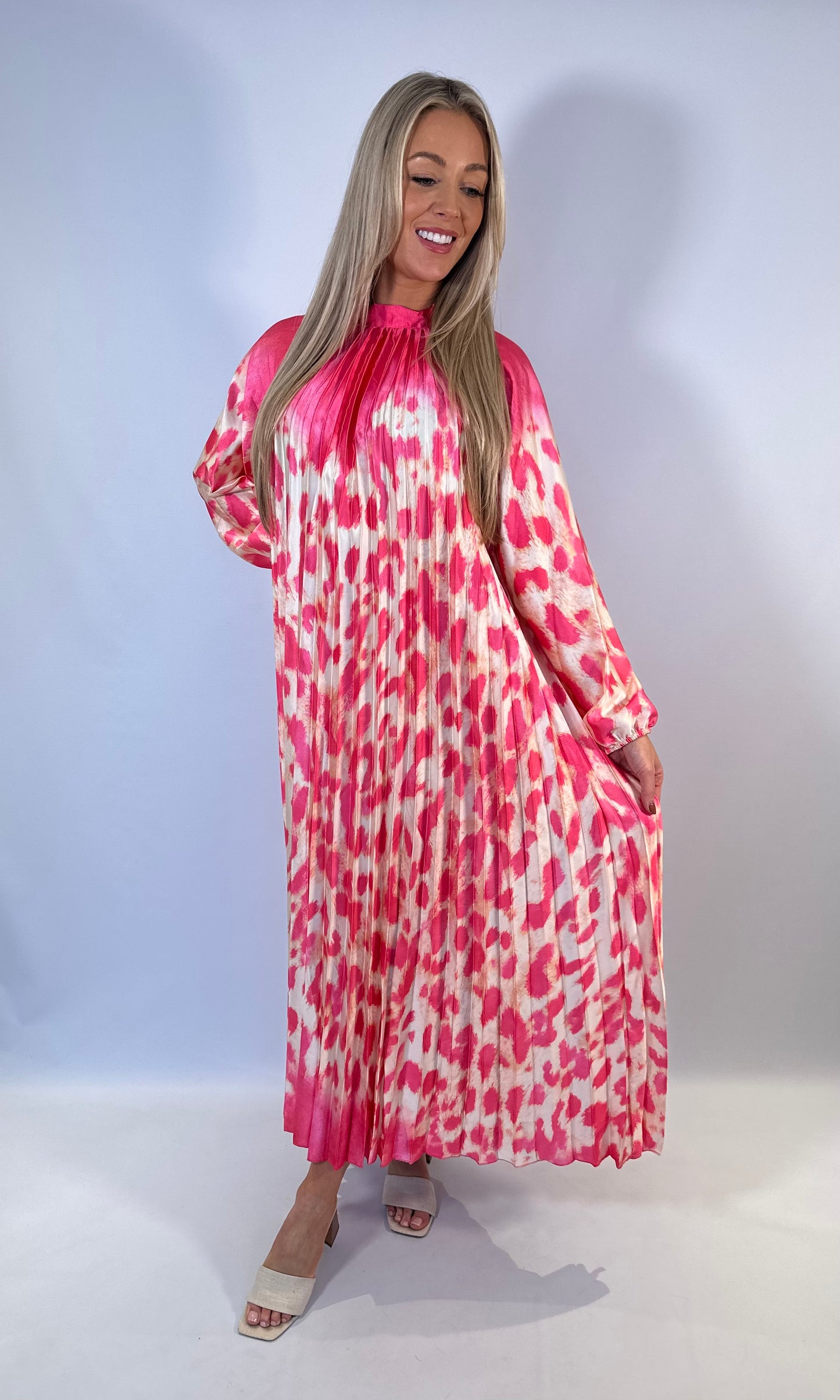 Leopard Print Pleat Maxi
