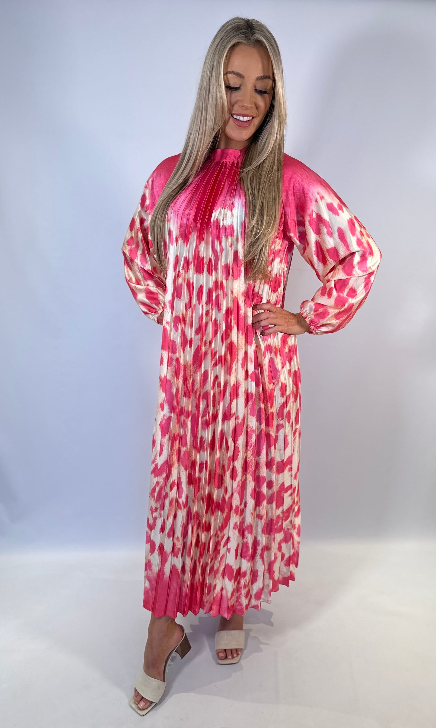 Leopard Print Pleat Maxi