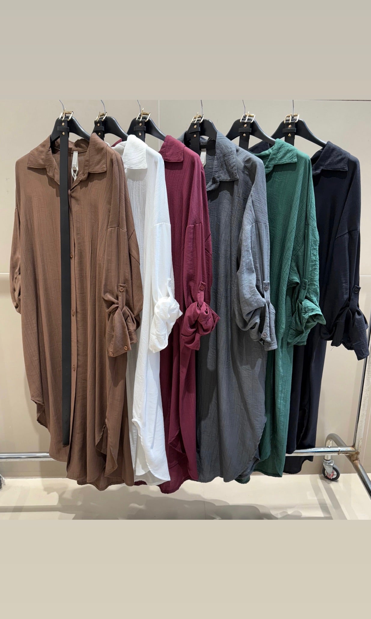 Oversized shirt dress with belt