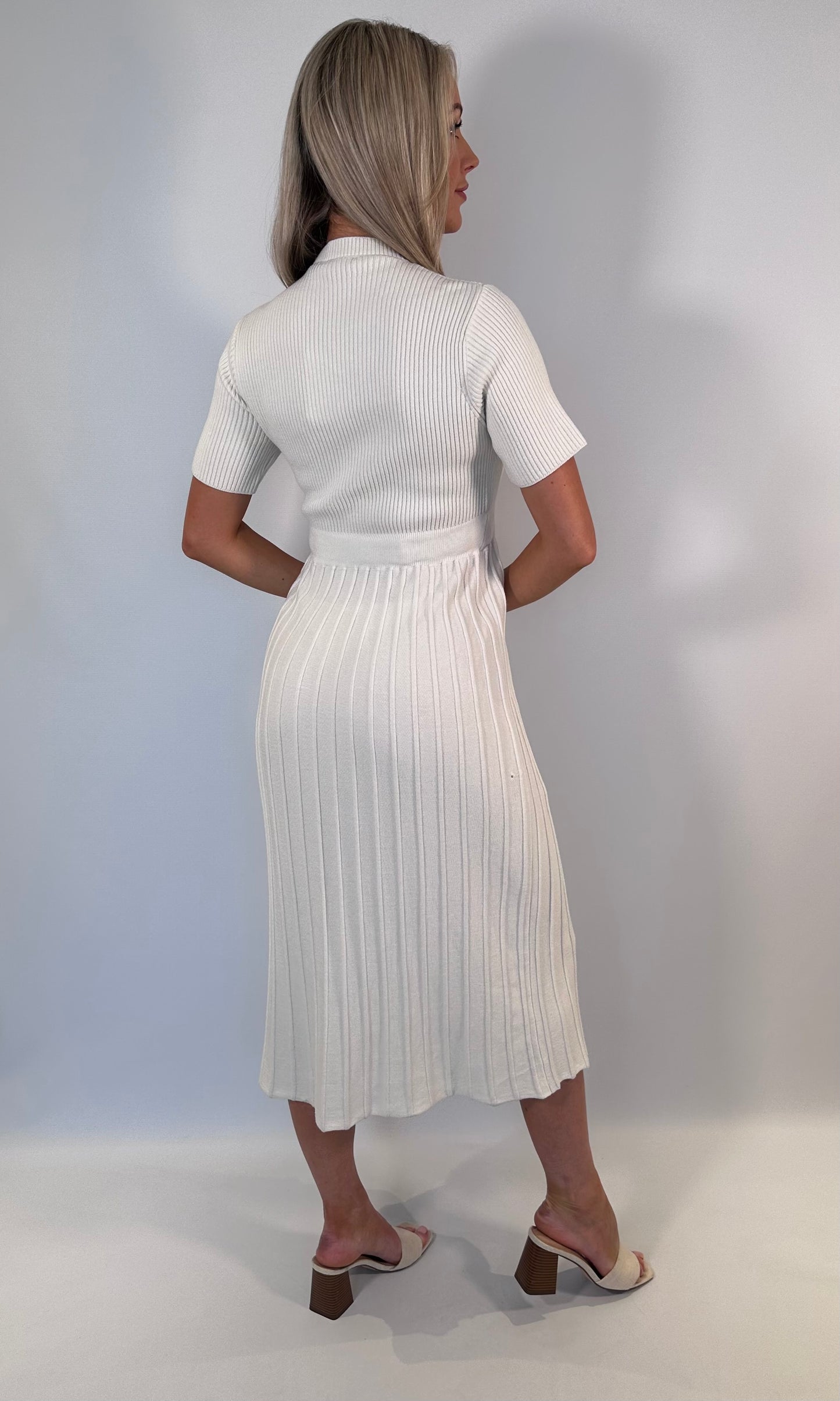 Knitted Pleat Midi Dress