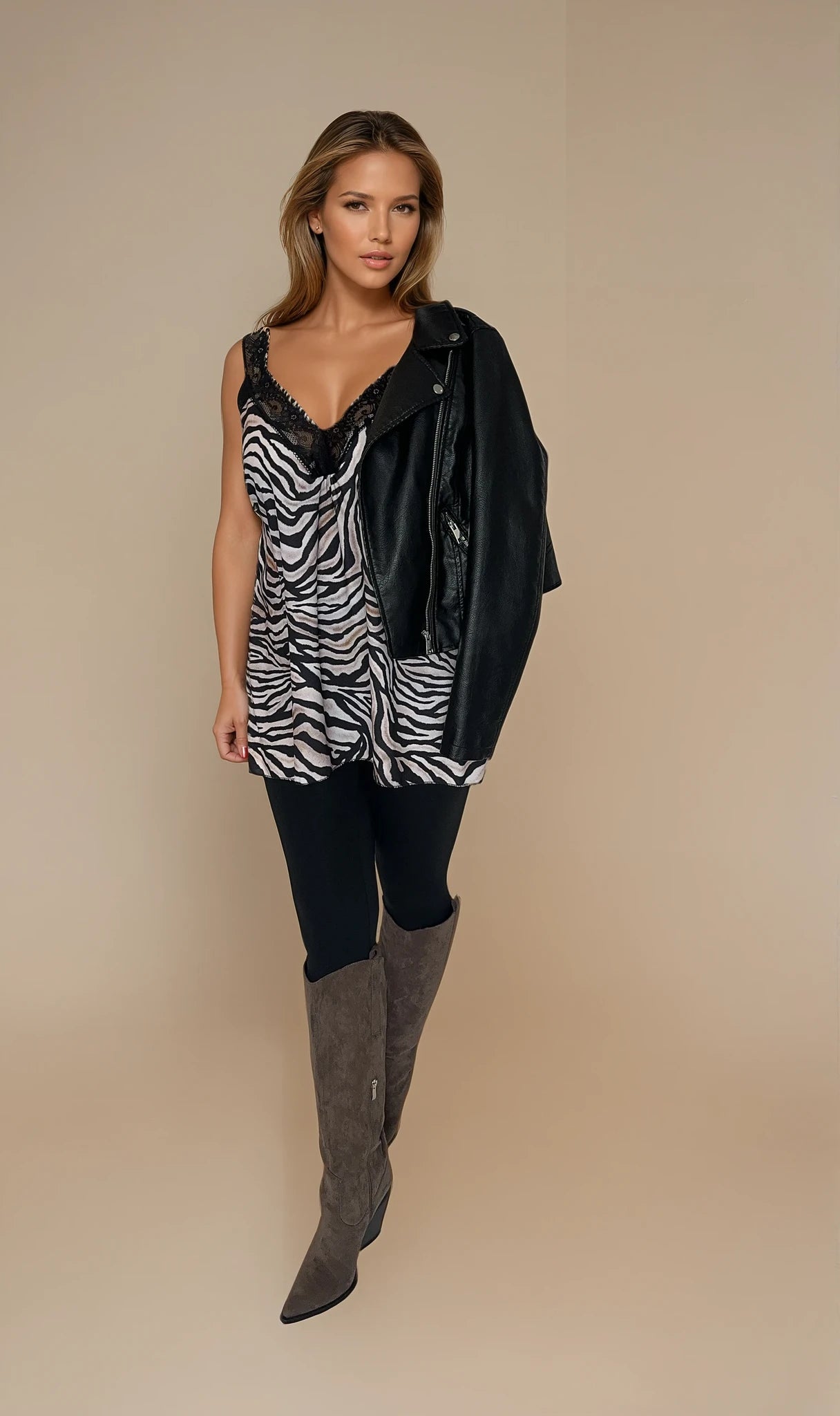 Printed Lace Vest Top