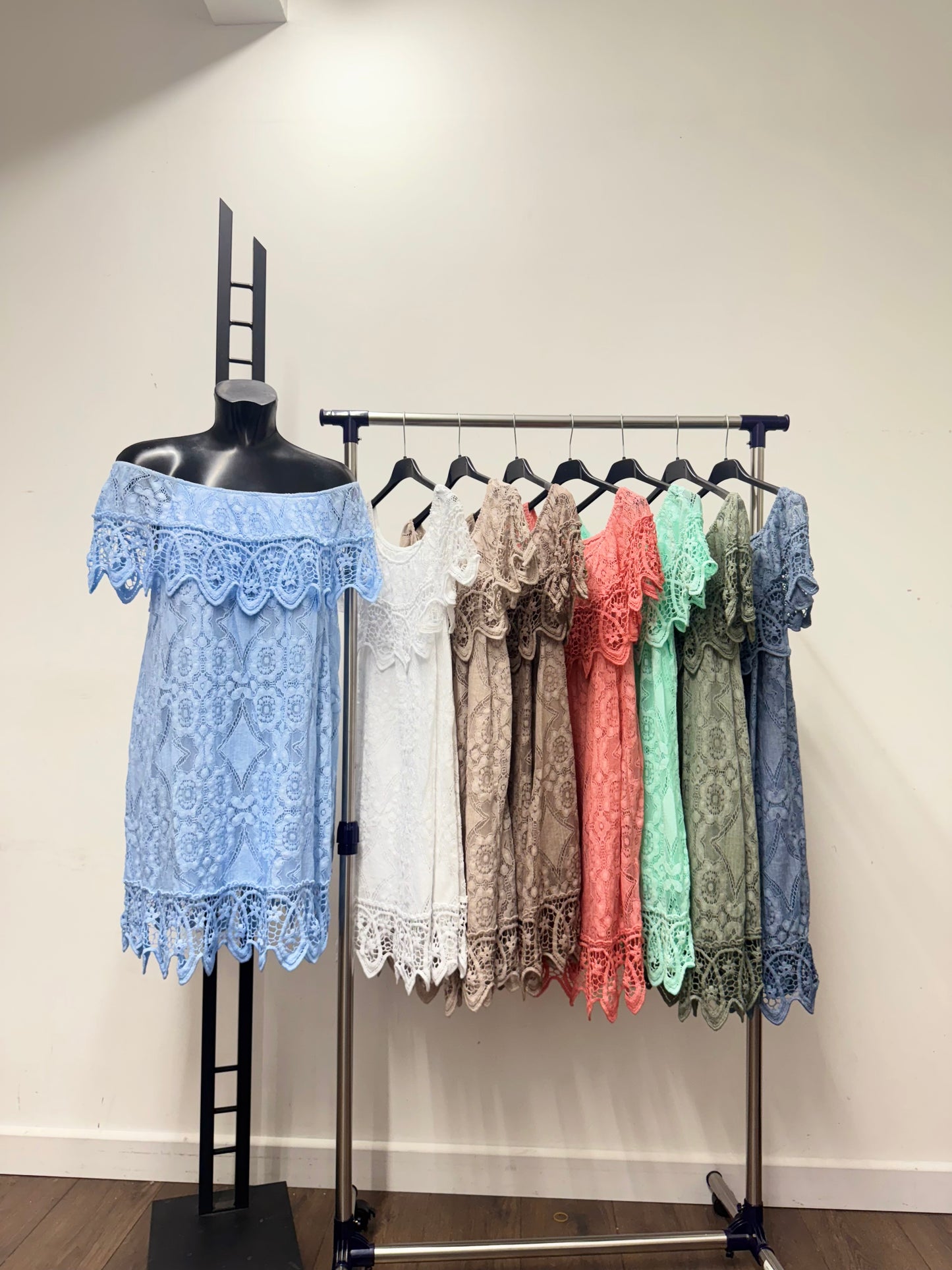 Saskia lace bardot Dress
