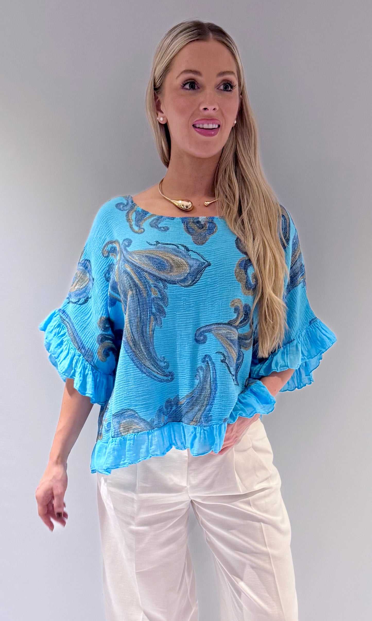 Paisley Print Frill Edge Top