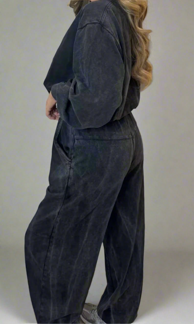 Acid Wash With Bubble Hem Lounge suit (10067)