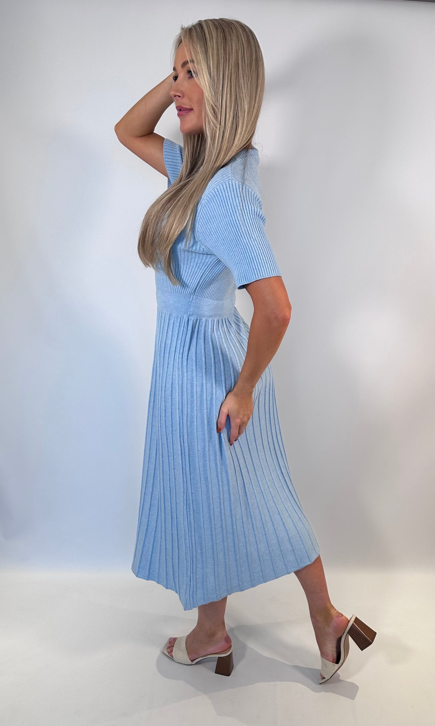 Knitted Pleat Midi Dress