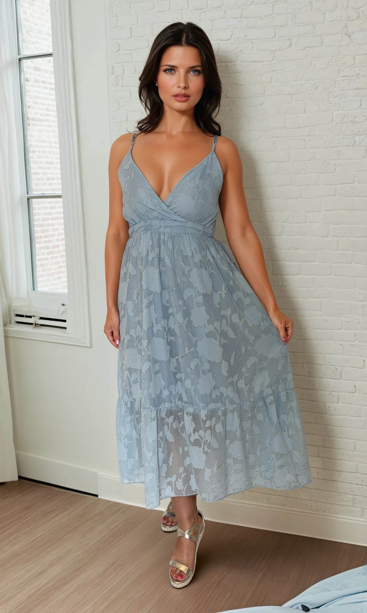 Jasmine Embroidered Chiffon Dress
