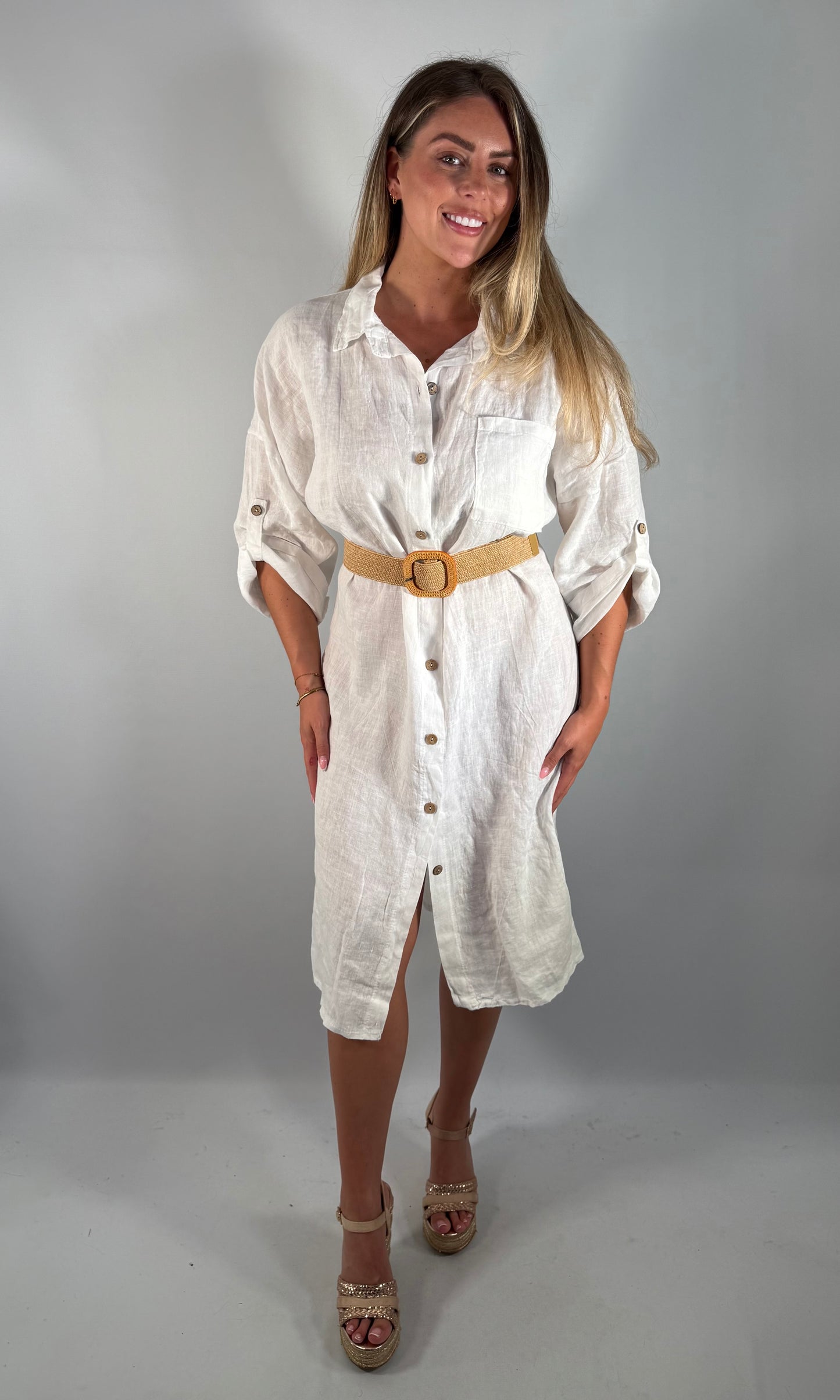 Sophia Linen Shirt Dress