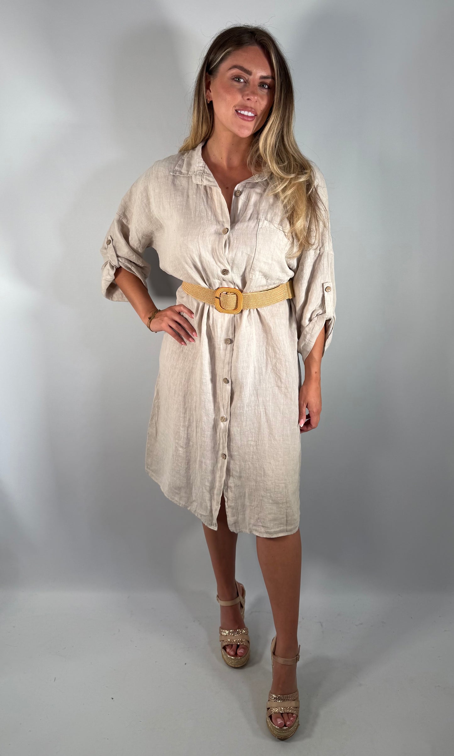 Sophia Linen Shirt Dress