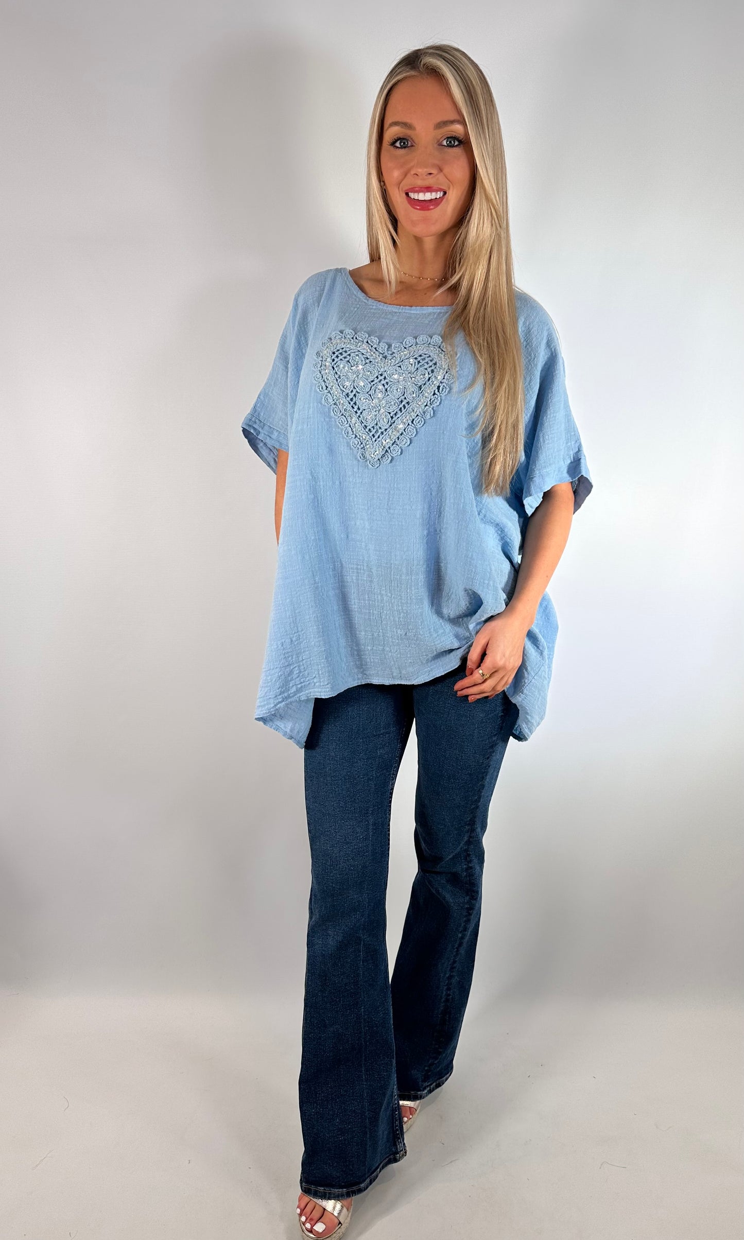 Cotton Embroidered Heart Top