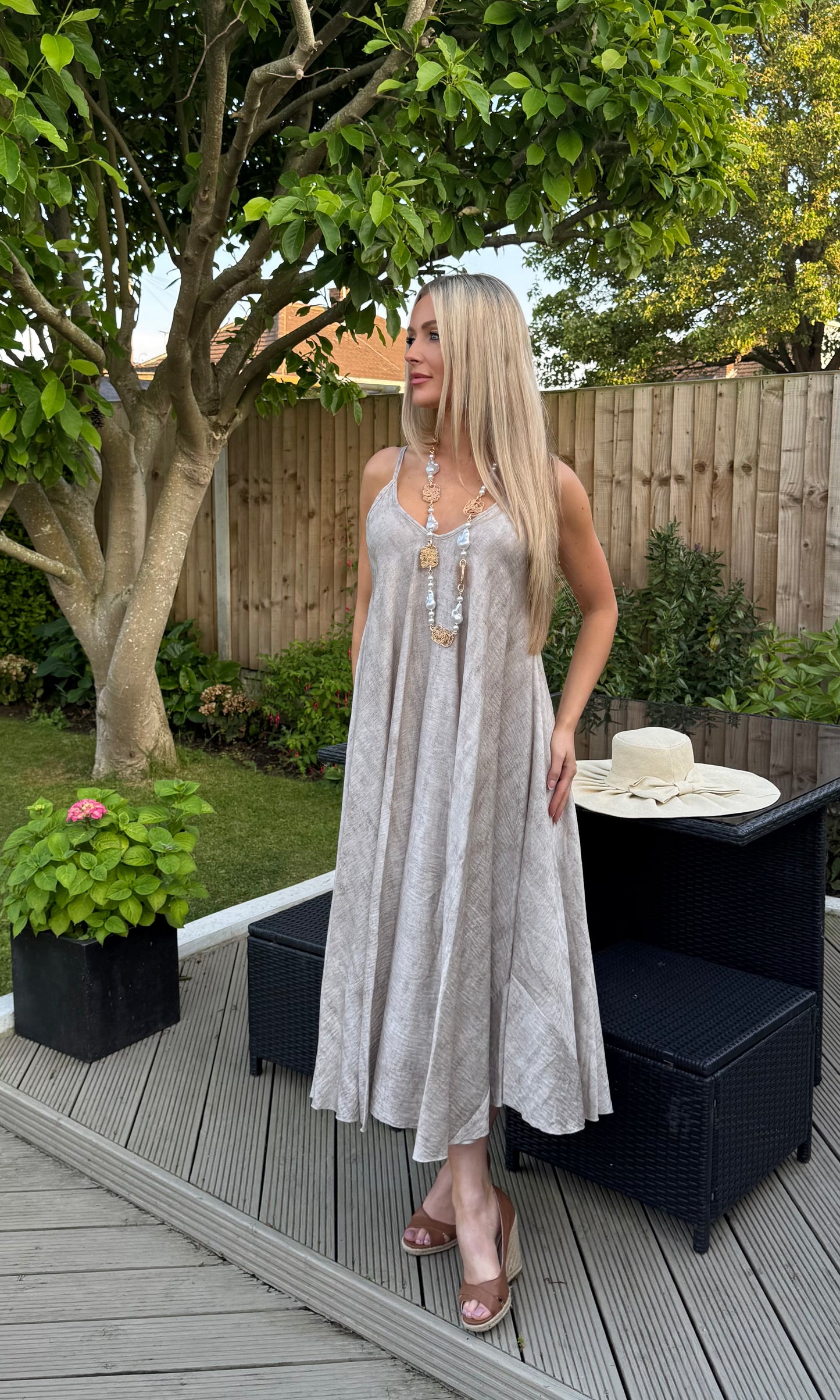 Acid wash maxi dress