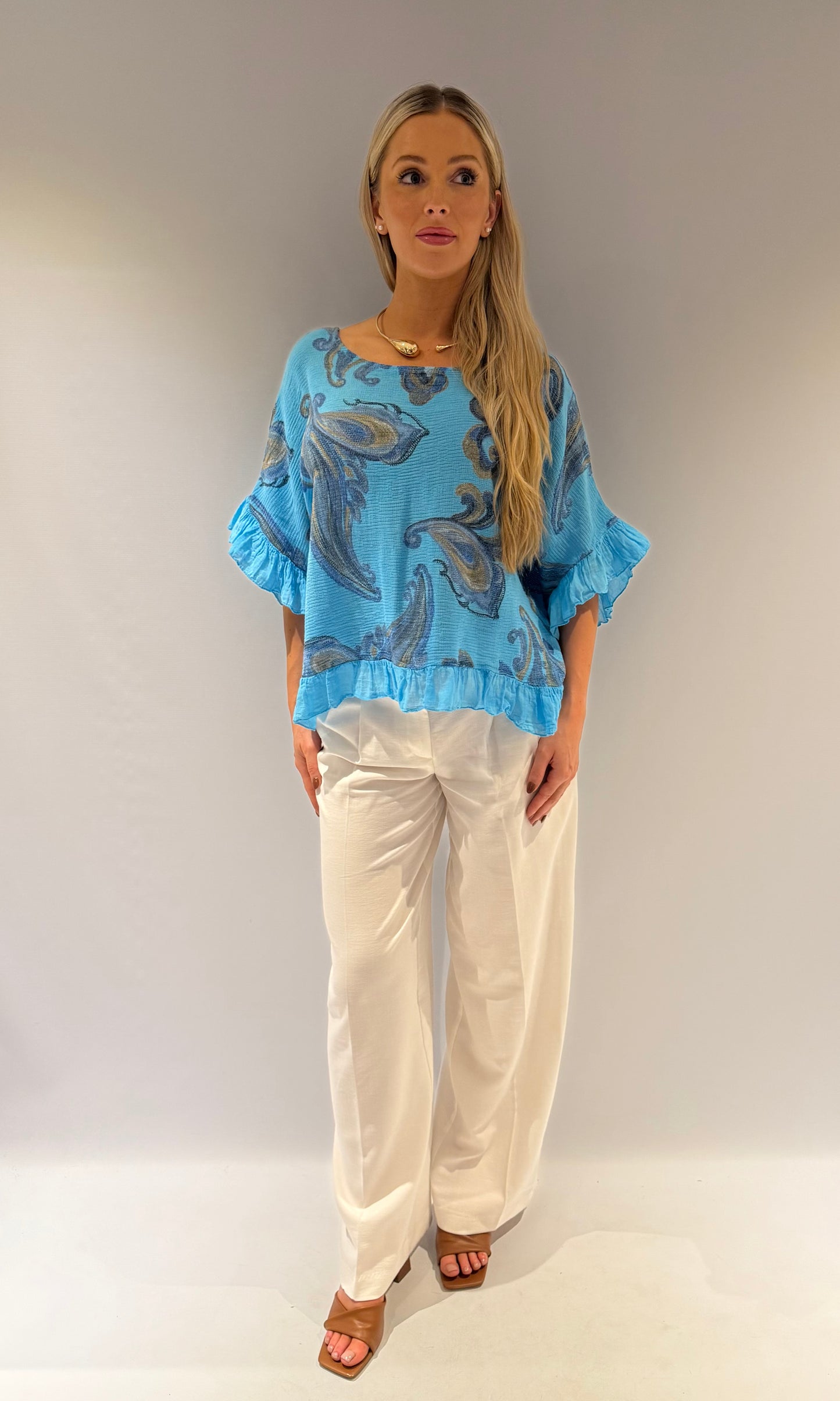 Paisley Print Frill Edge Top