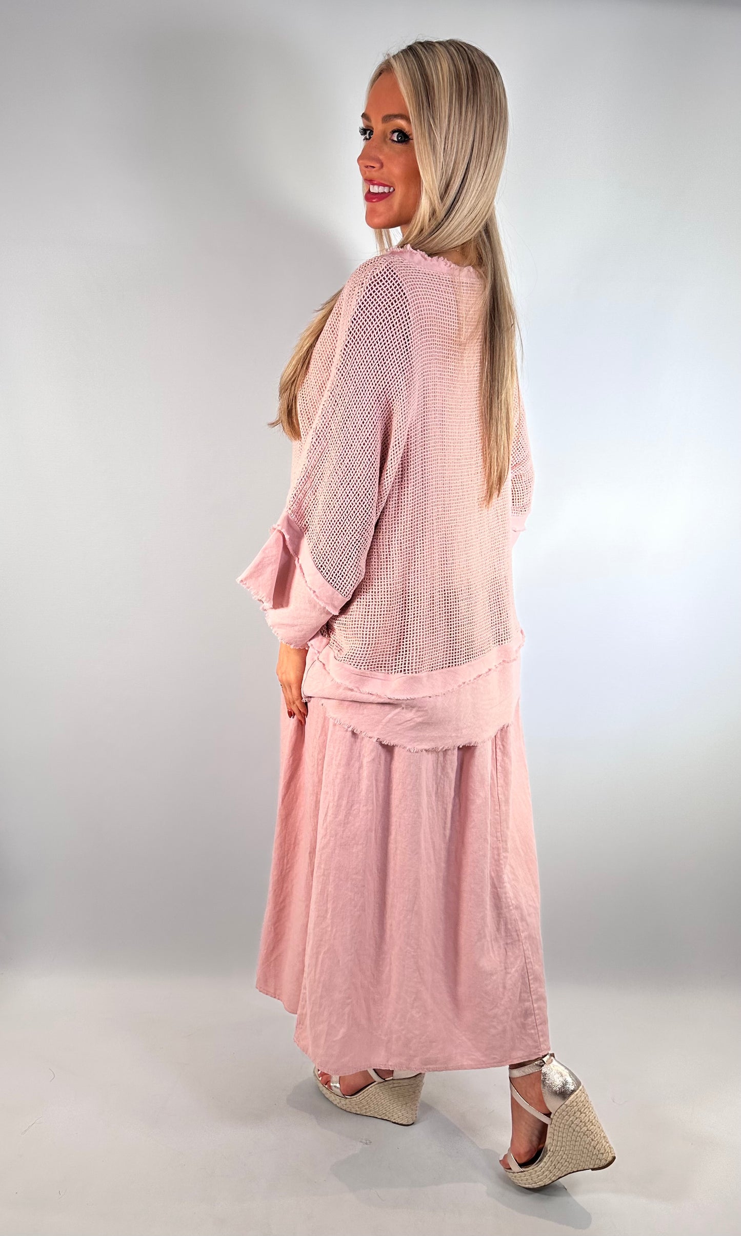 Mesh Linen 2 Piece Dress & Top
