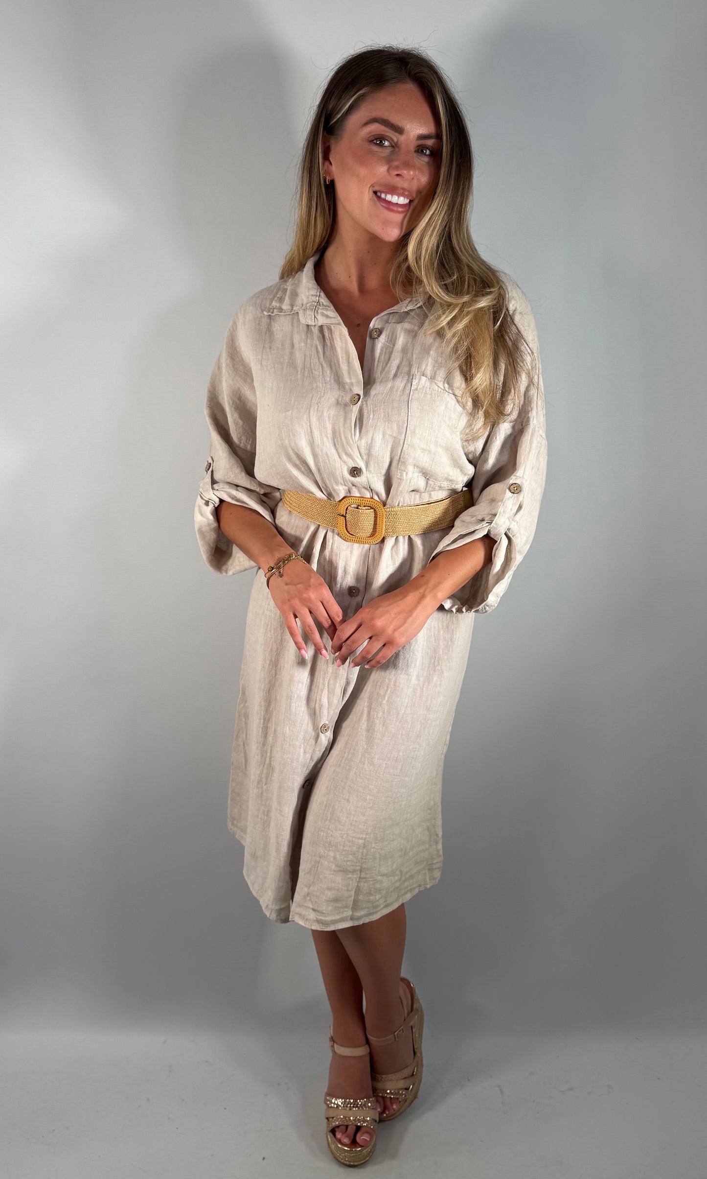 Sophia Linen Shirt Dress