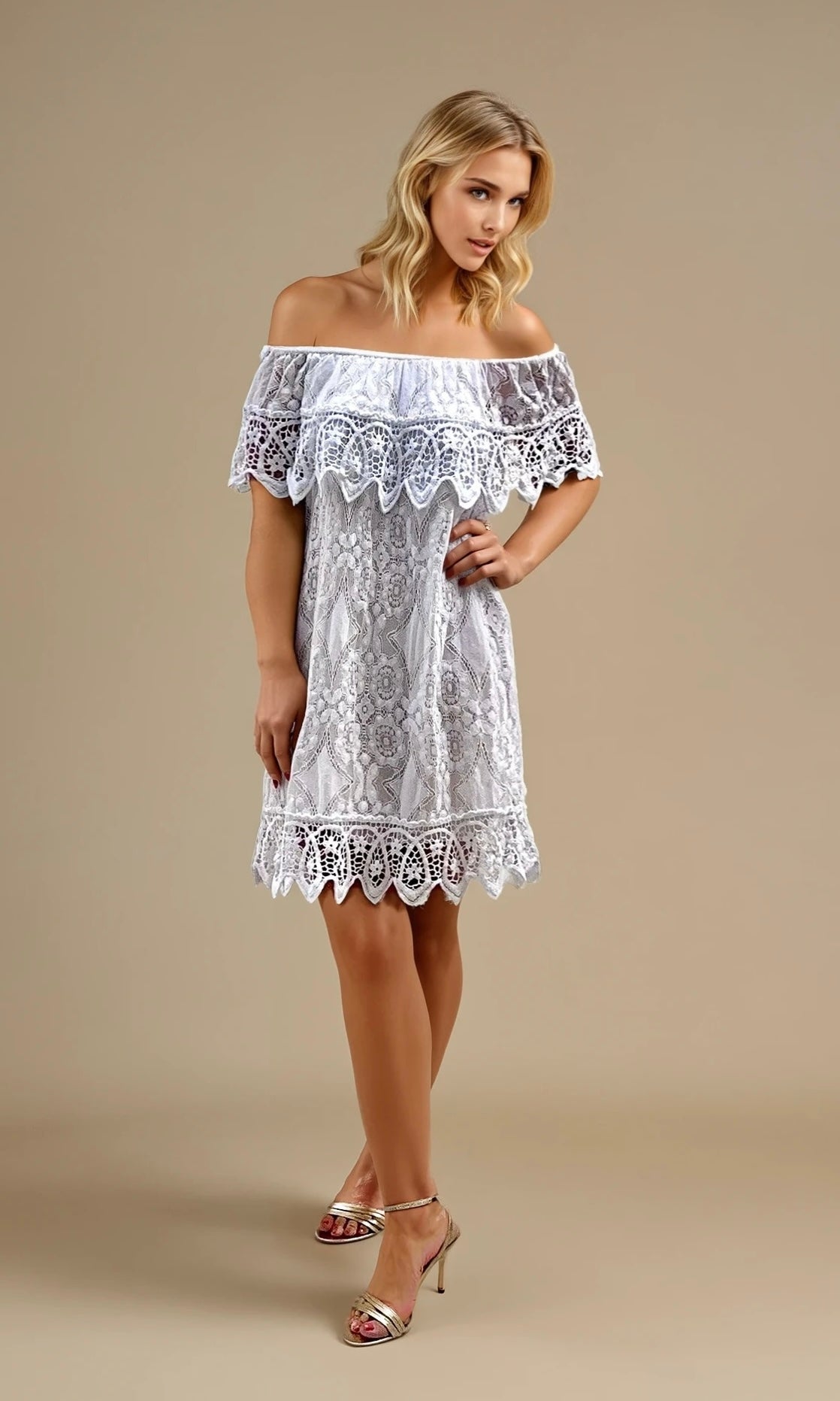 Saskia lace bardot Dress