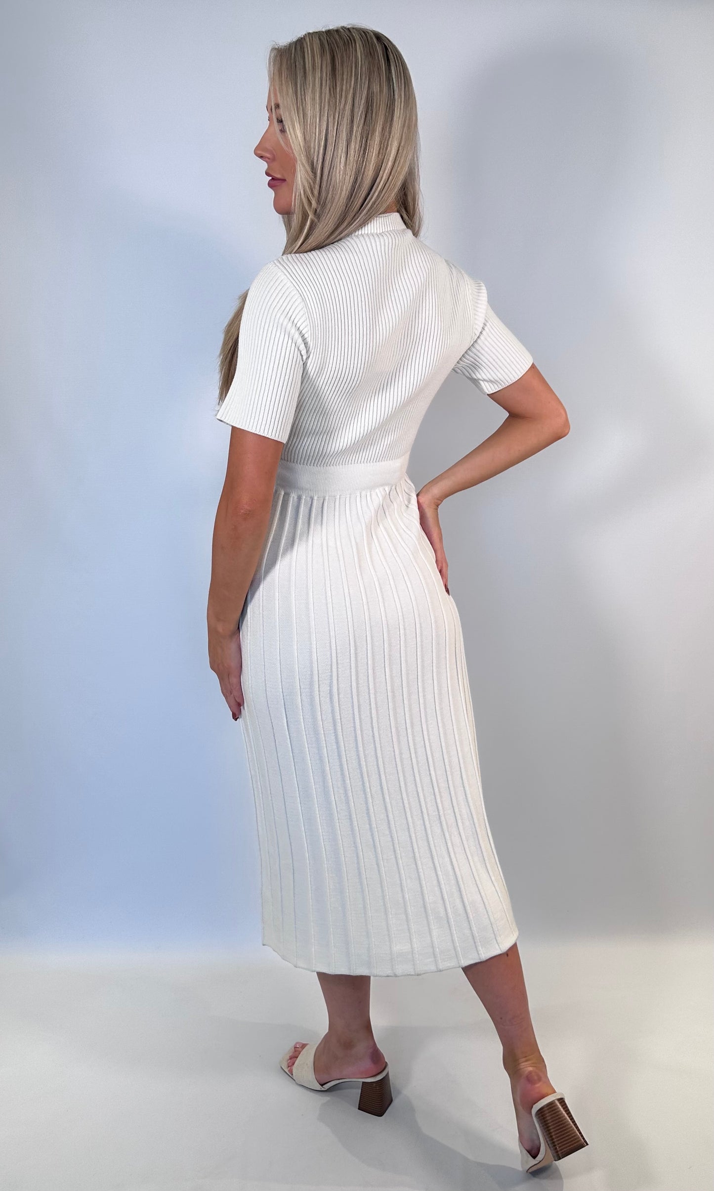 Knitted Pleat Midi Dress