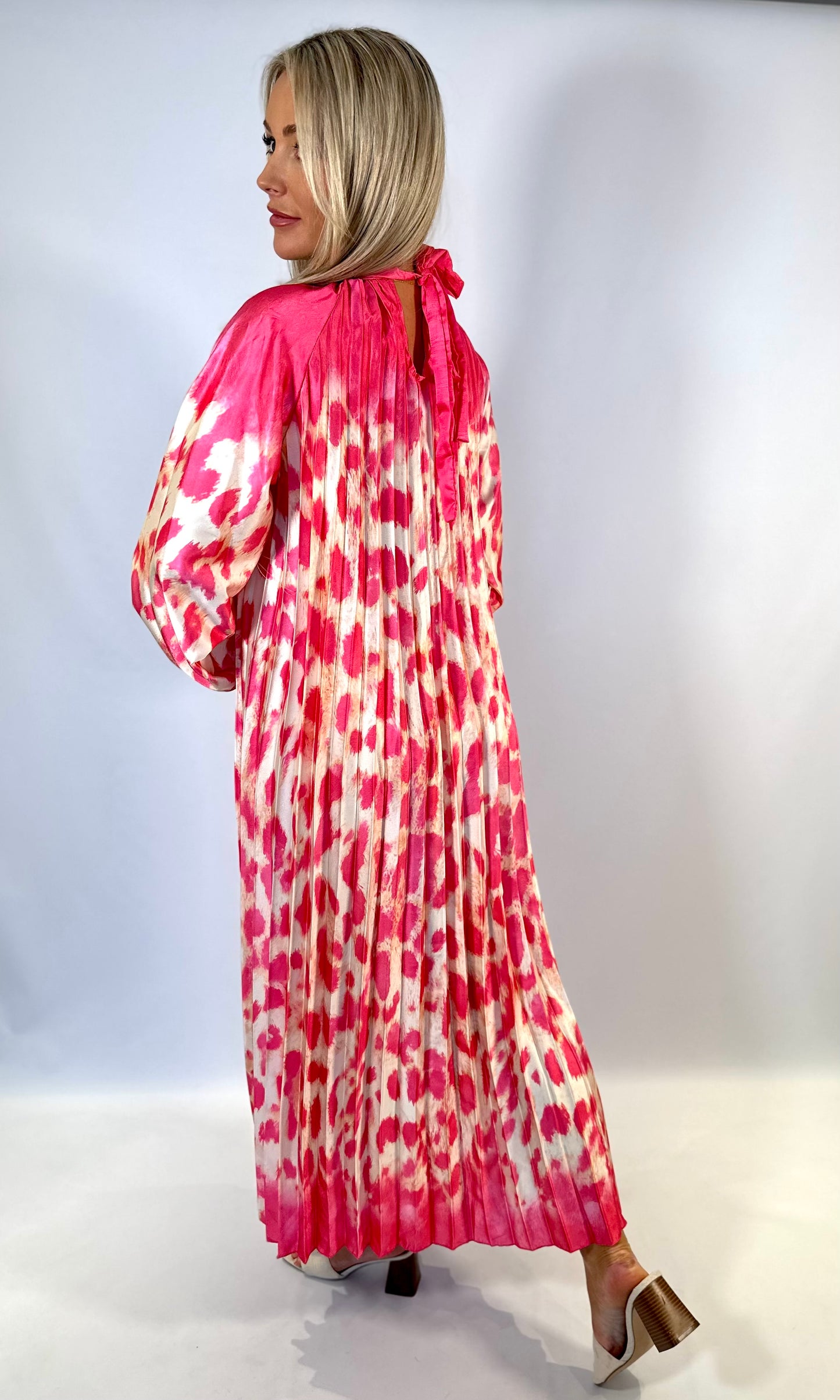 Leopard Print Pleat Maxi