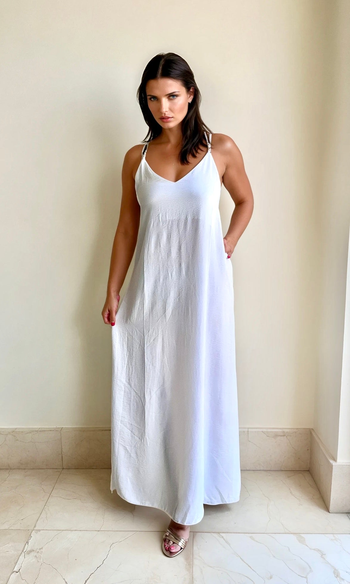 Ariel Cross Back Beaded Maxi Dress