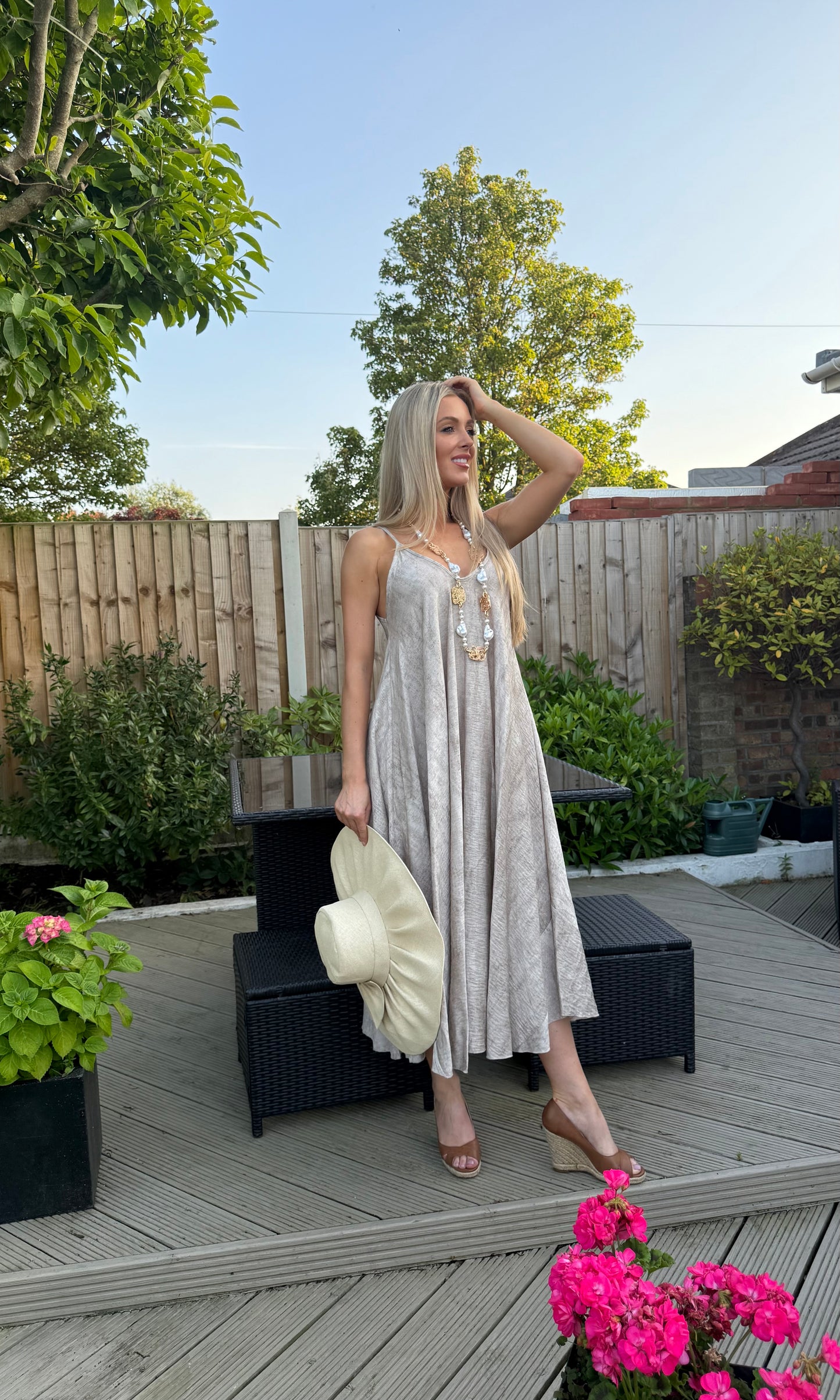 Acid wash maxi dress