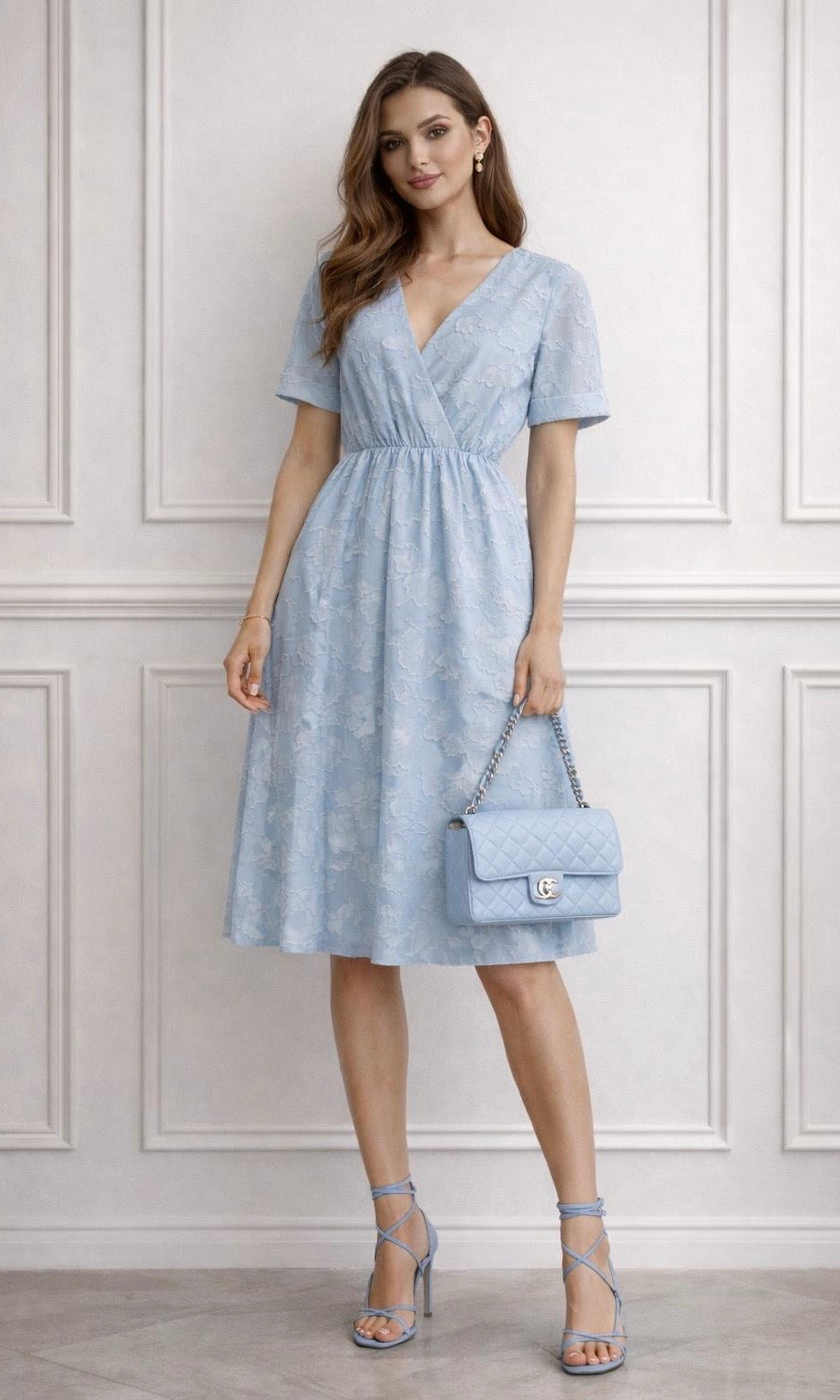 Sofia Embroidered Chiffon Dress