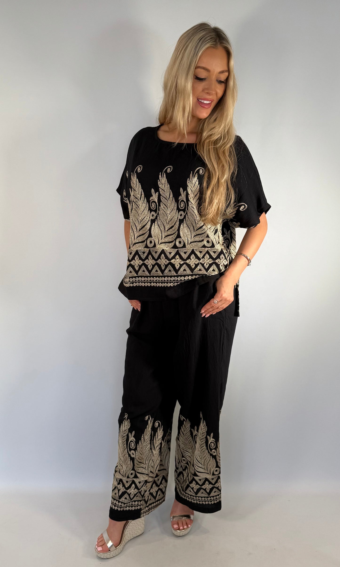 Zara Gold Embroidered co-ord
