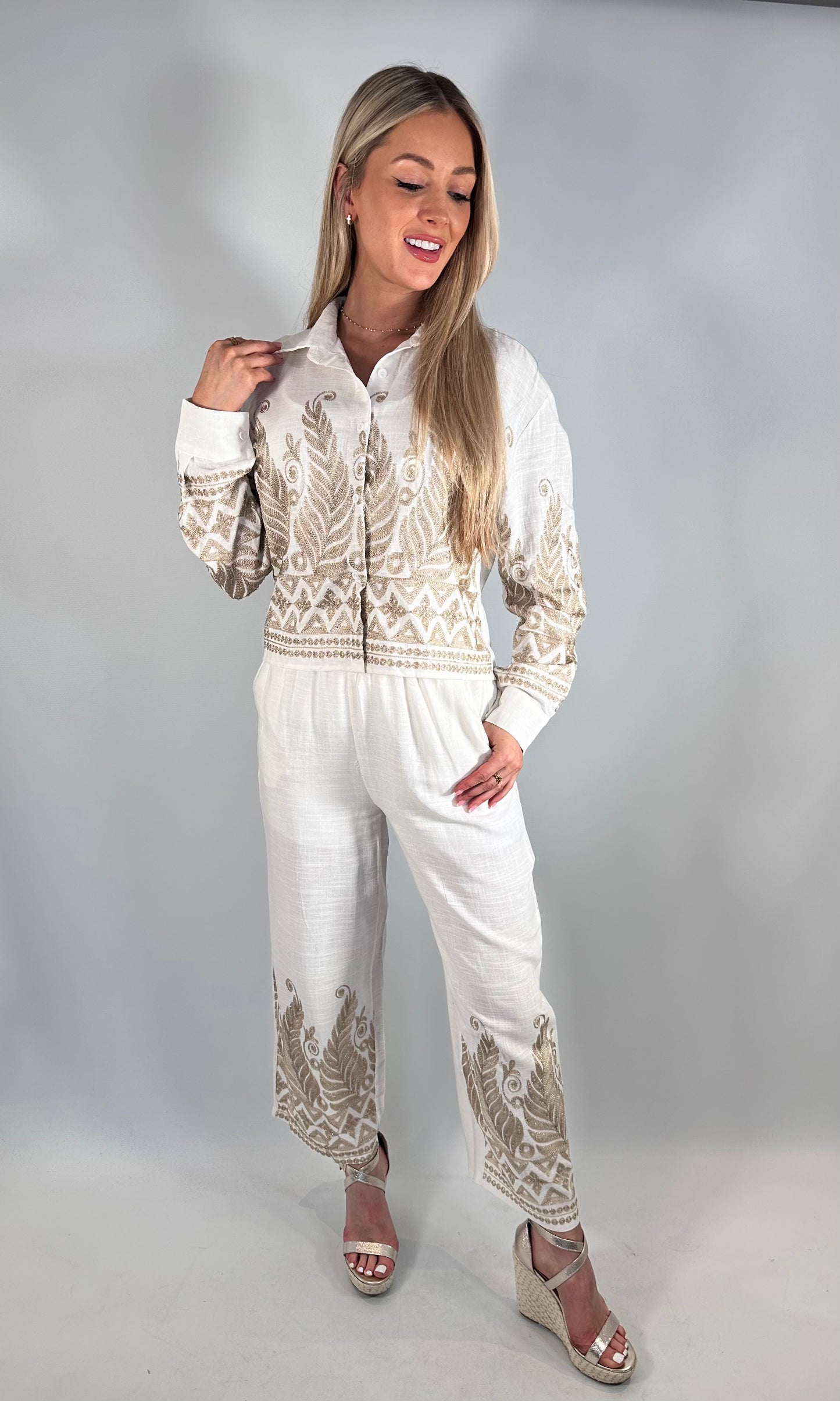 Zara Gold Embroidered co-ord