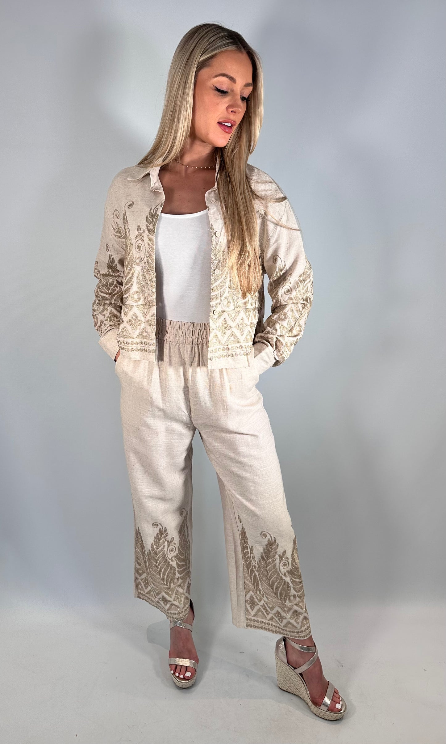Zara Gold Embroidered co-ord