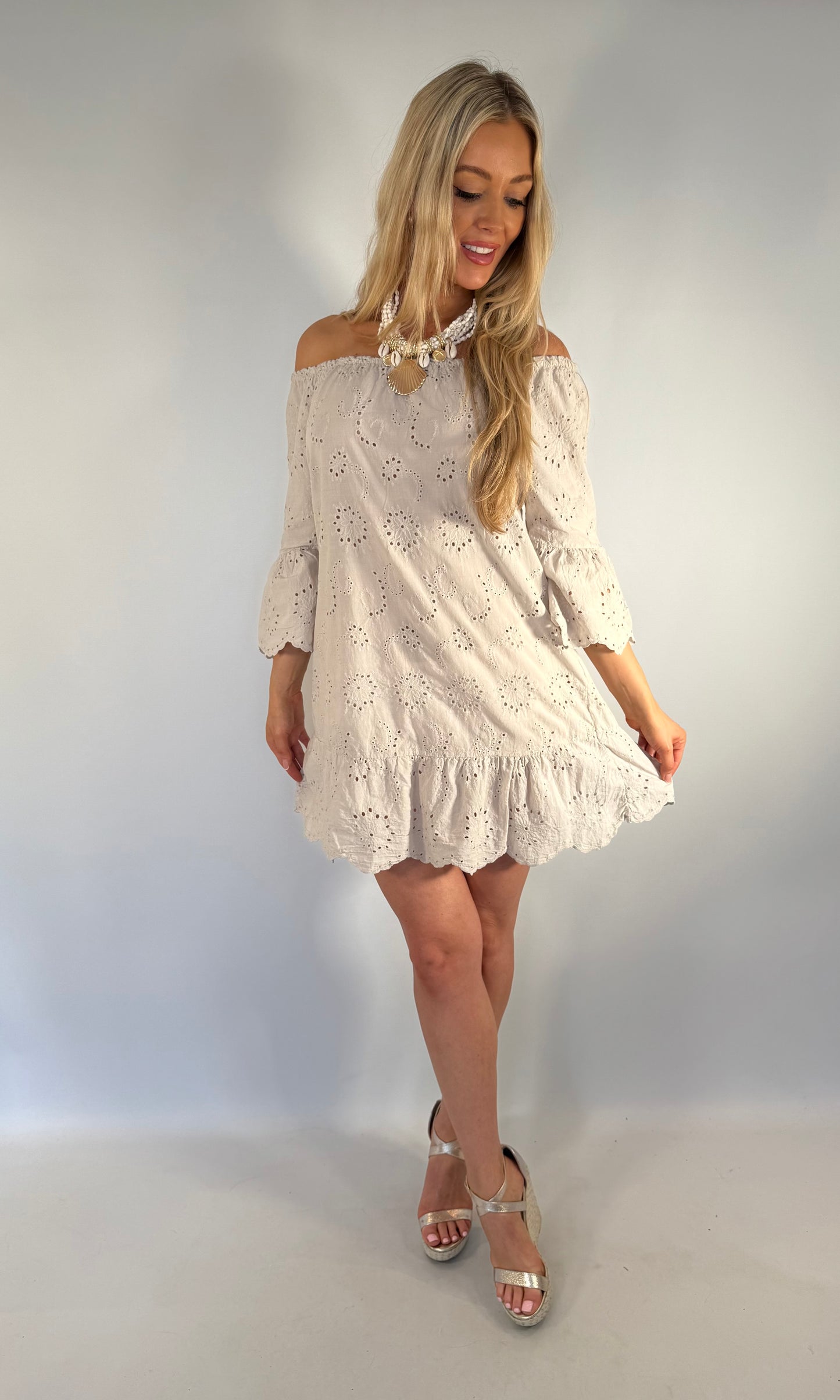 Embroidered Anglaise Bardot Top