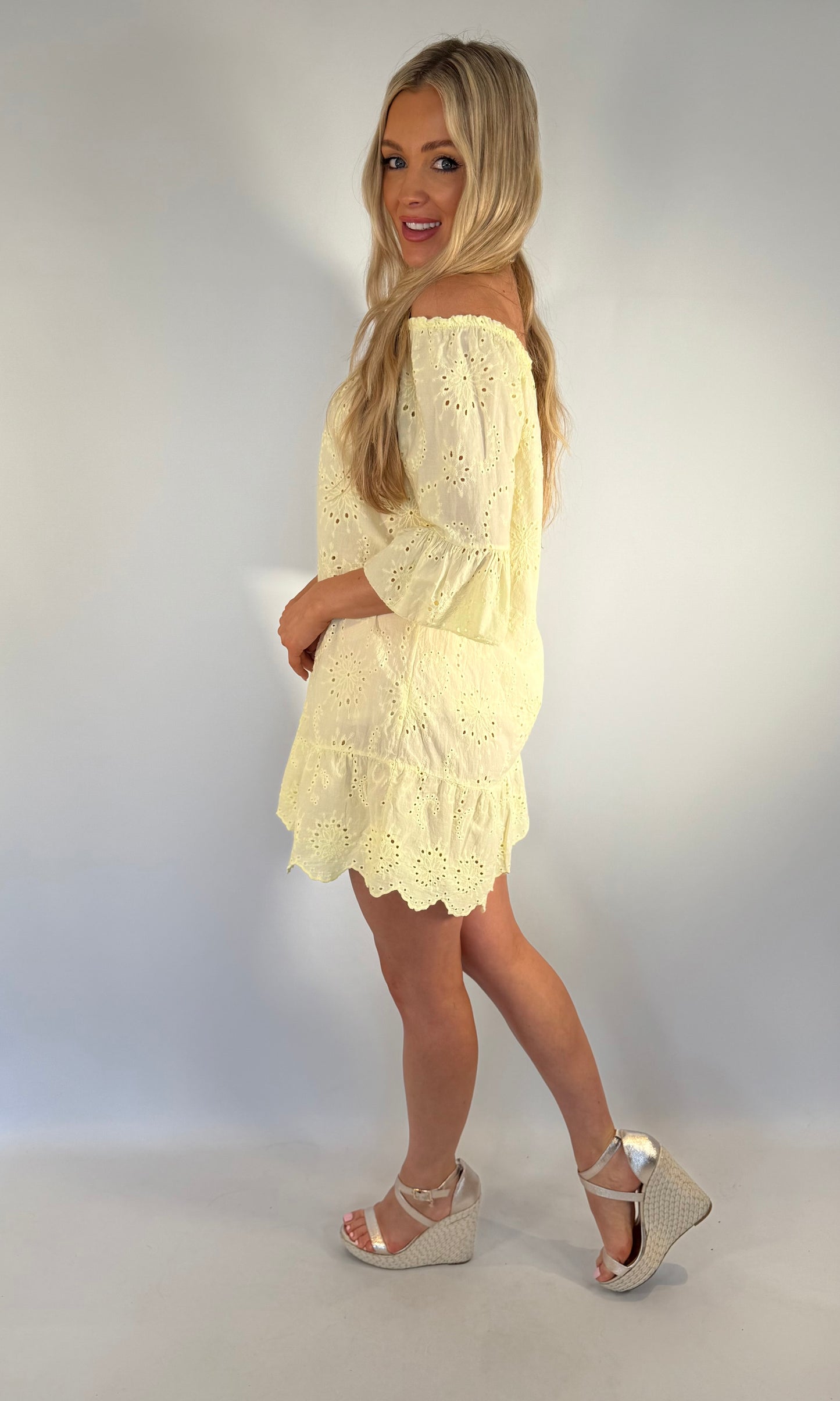 Embroidered Anglaise Bardot Top