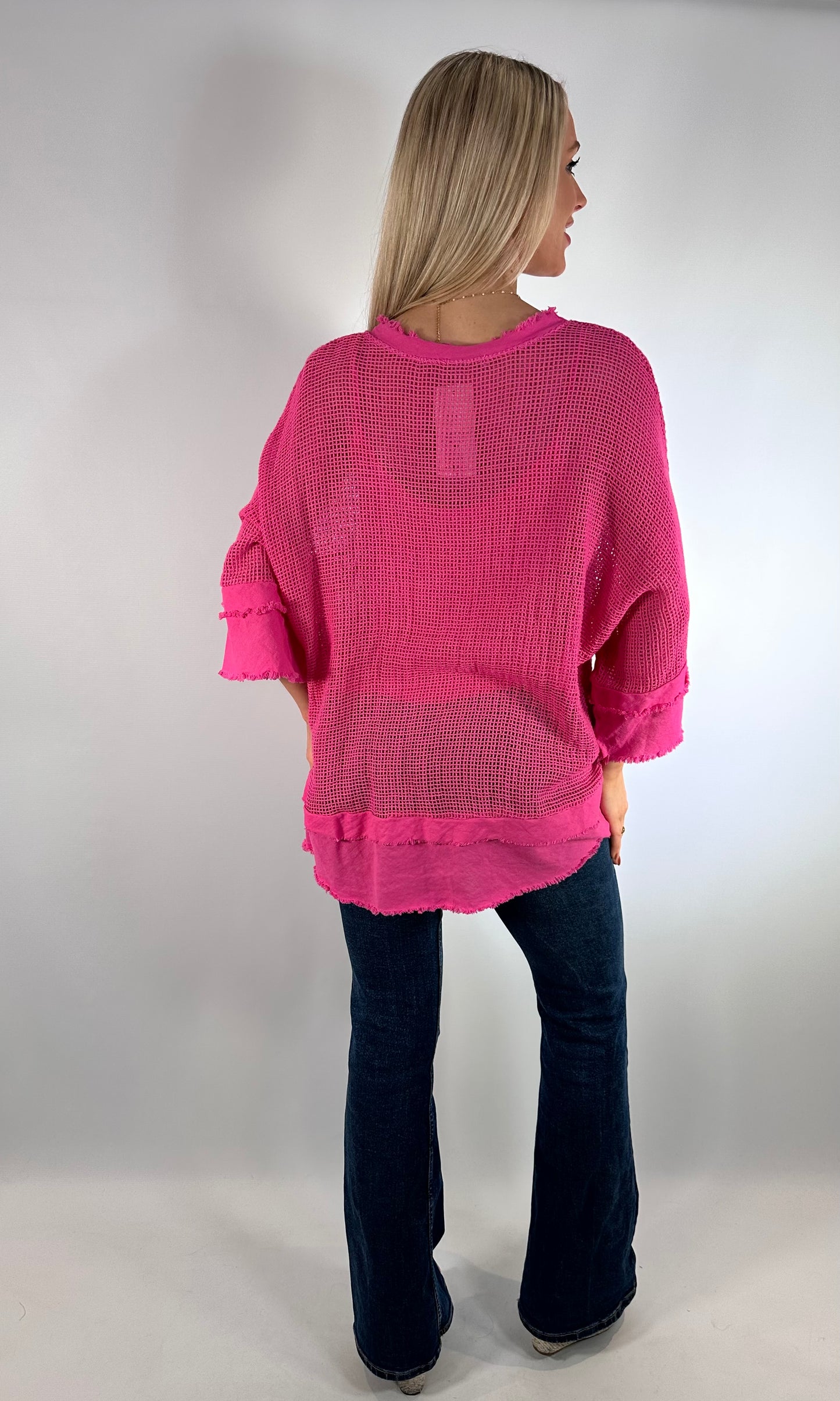 Mesh Overlay Linen Top