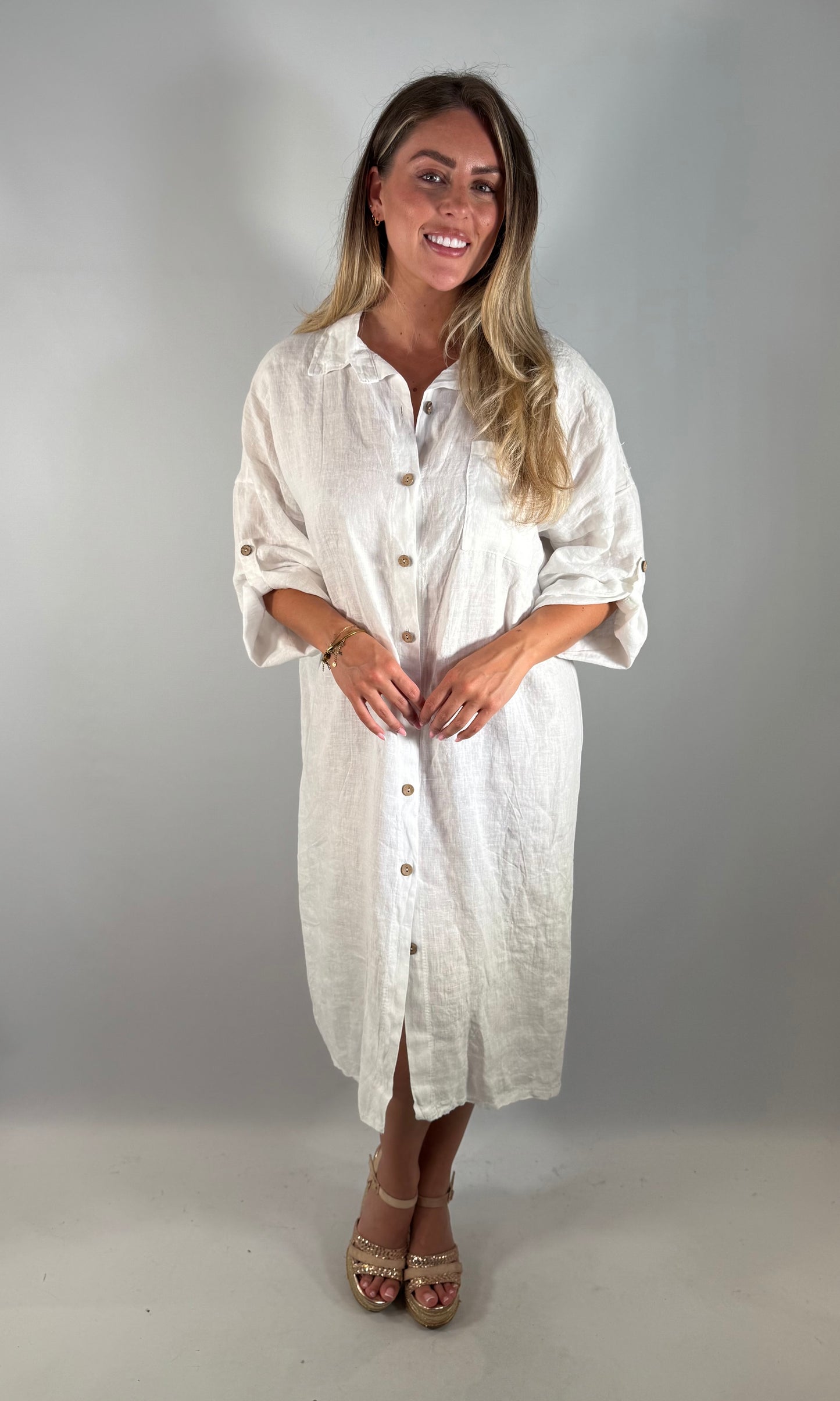Sophia Linen Shirt Dress