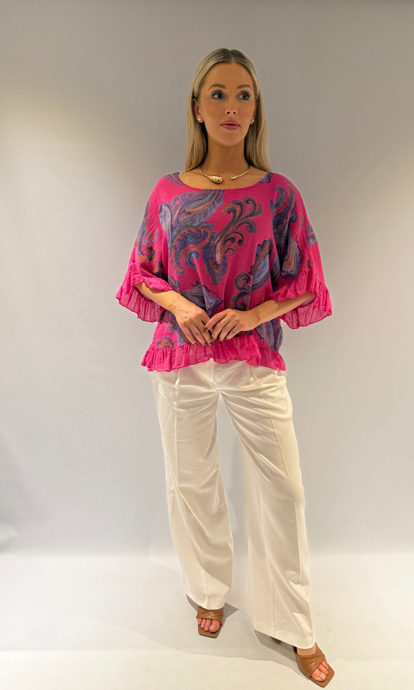 Paisley Print Frill Edge Top