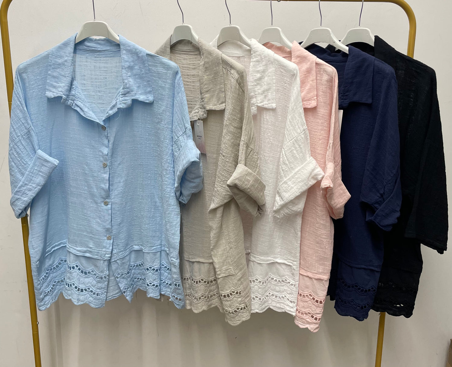 Cotton Embroidered Hemline Shirt