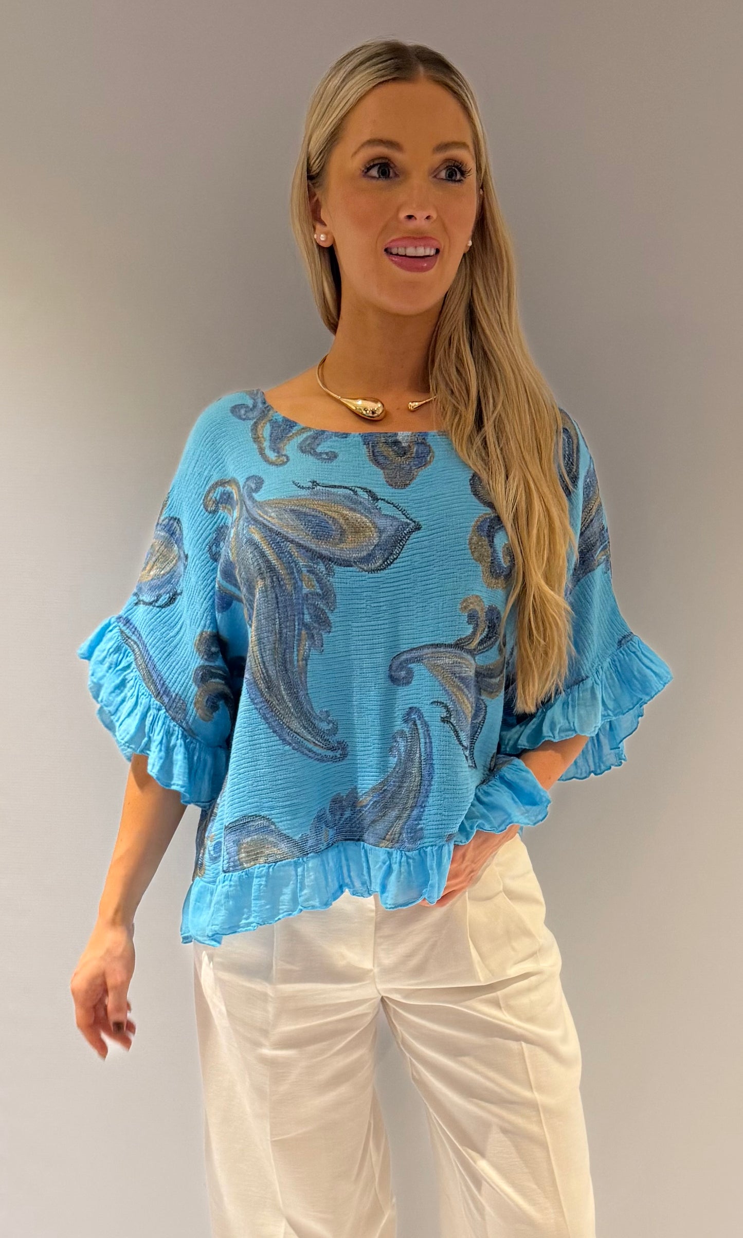 Paisley Print Frill Edge Top