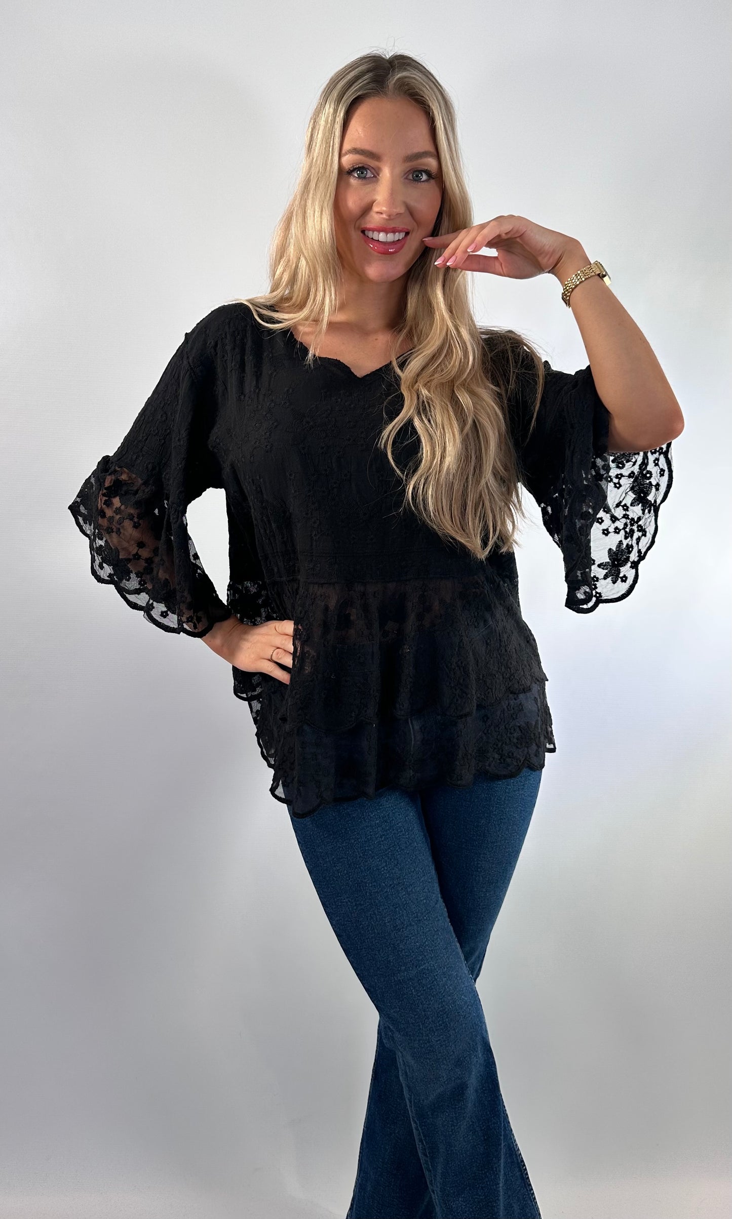 Embroidered Layered Lace Top